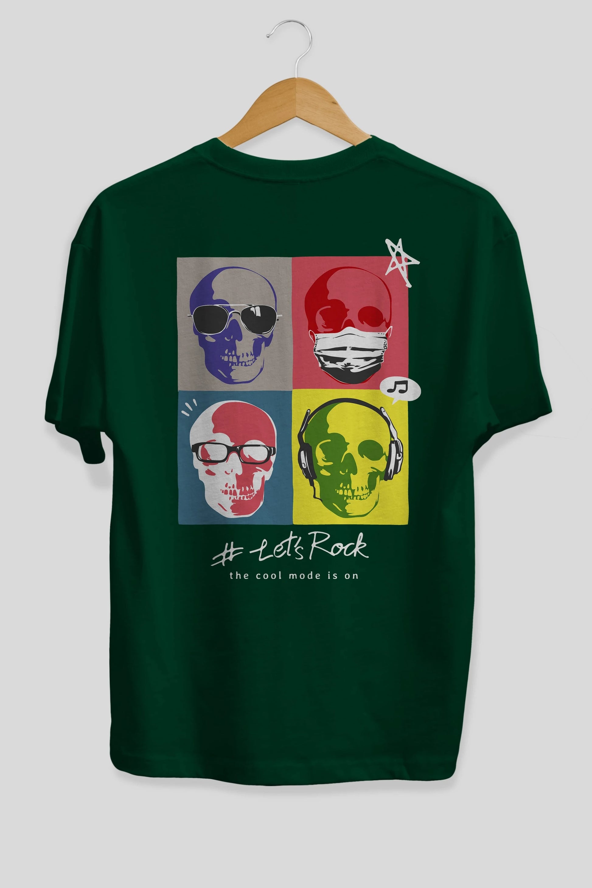 Lets Rock Arka Baskılı Oversize t-shirt Erkek Kadın Unisex
