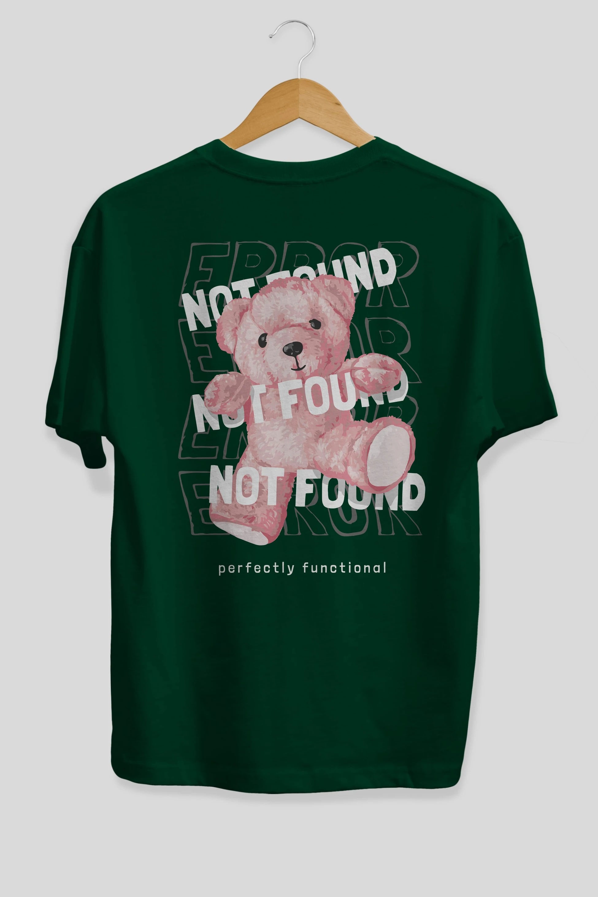 Error Not Found Bear Arka Baskılı Oversize t-shirt Erkek Kadın Unisex