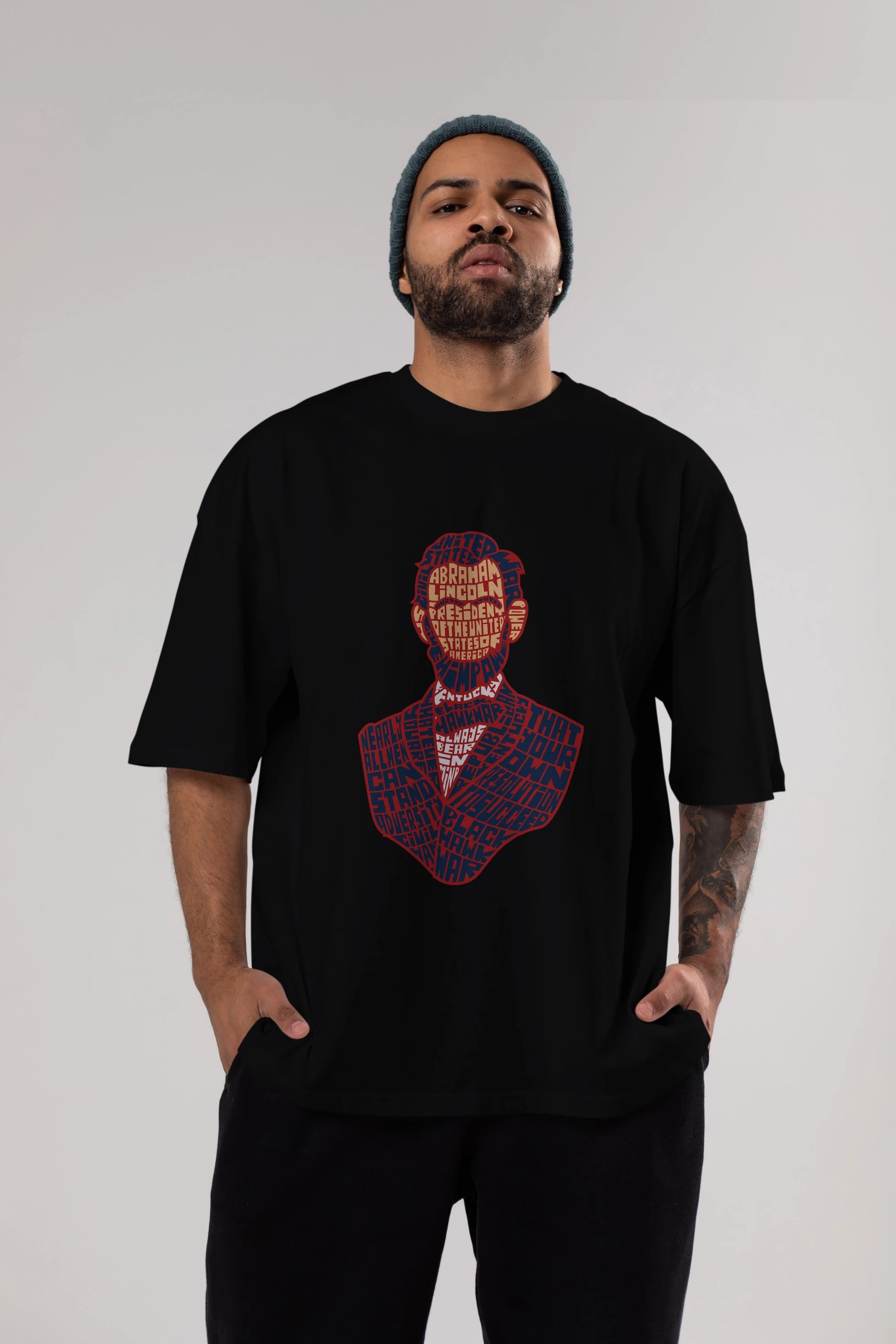 Abraham Lincoln Ön Baskılı Oversize t-shirt %100 pamuk Erkek Kadın Unisex