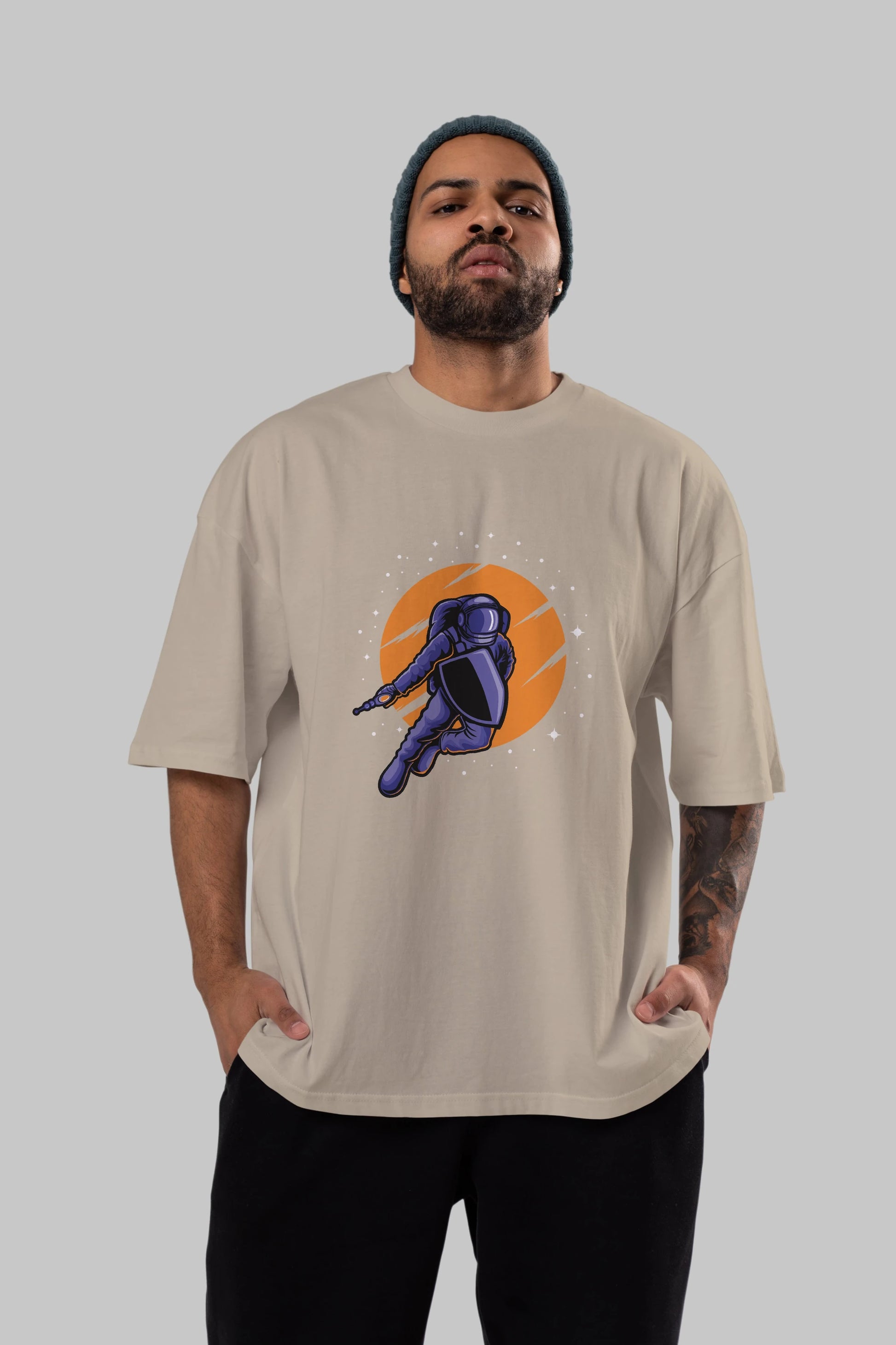 Astro Wars Ön Baskılı Oversize t-shirt Erkek Kadın Unisex