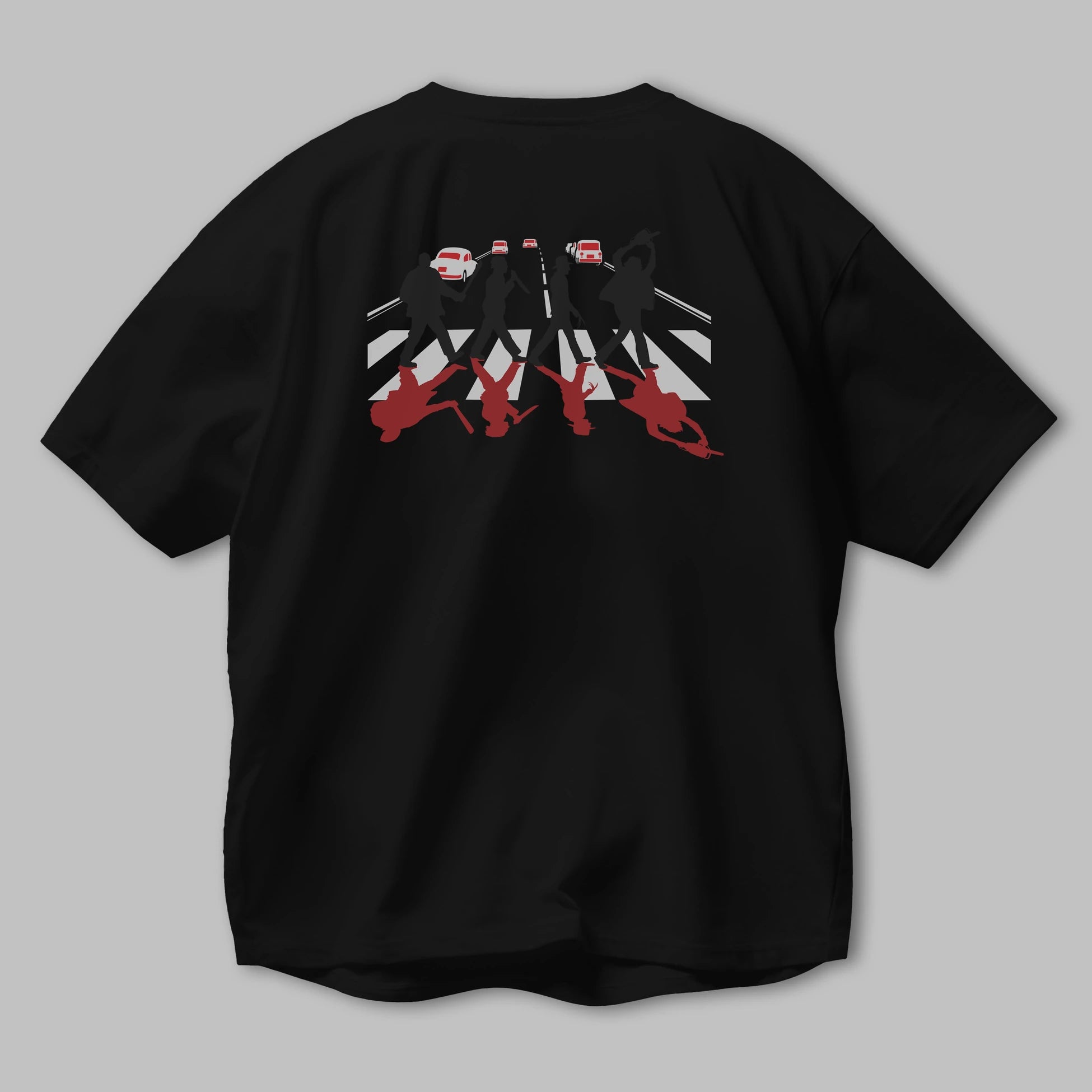 Abbey Road Killer Red Arka Baskılı Oversize t-shirt %100 pamuk Erkek Kadın Unisex