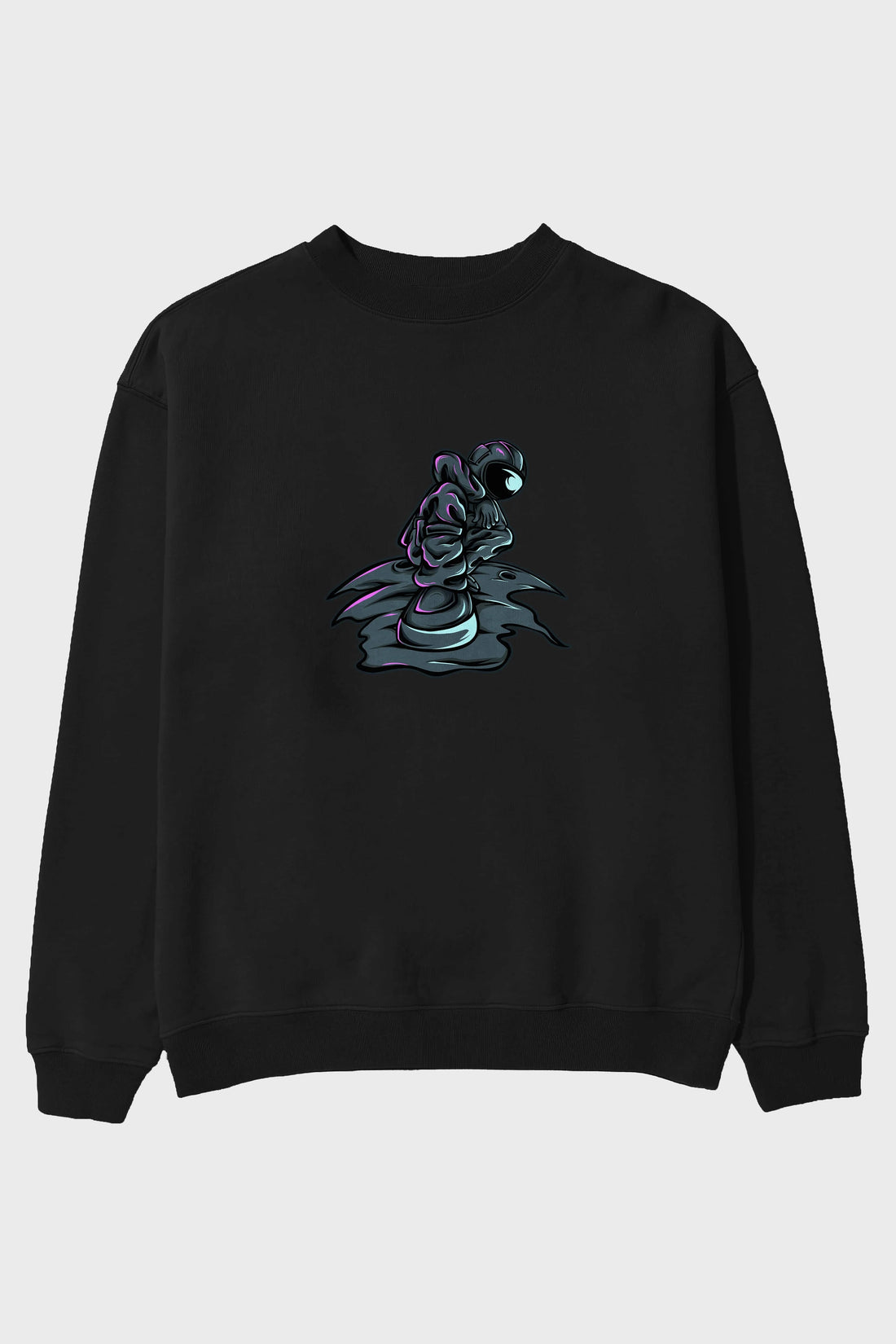 Stylish Astronaut Ön Baskılı Oversize Sweatshirt Erkek Kadın Unisex