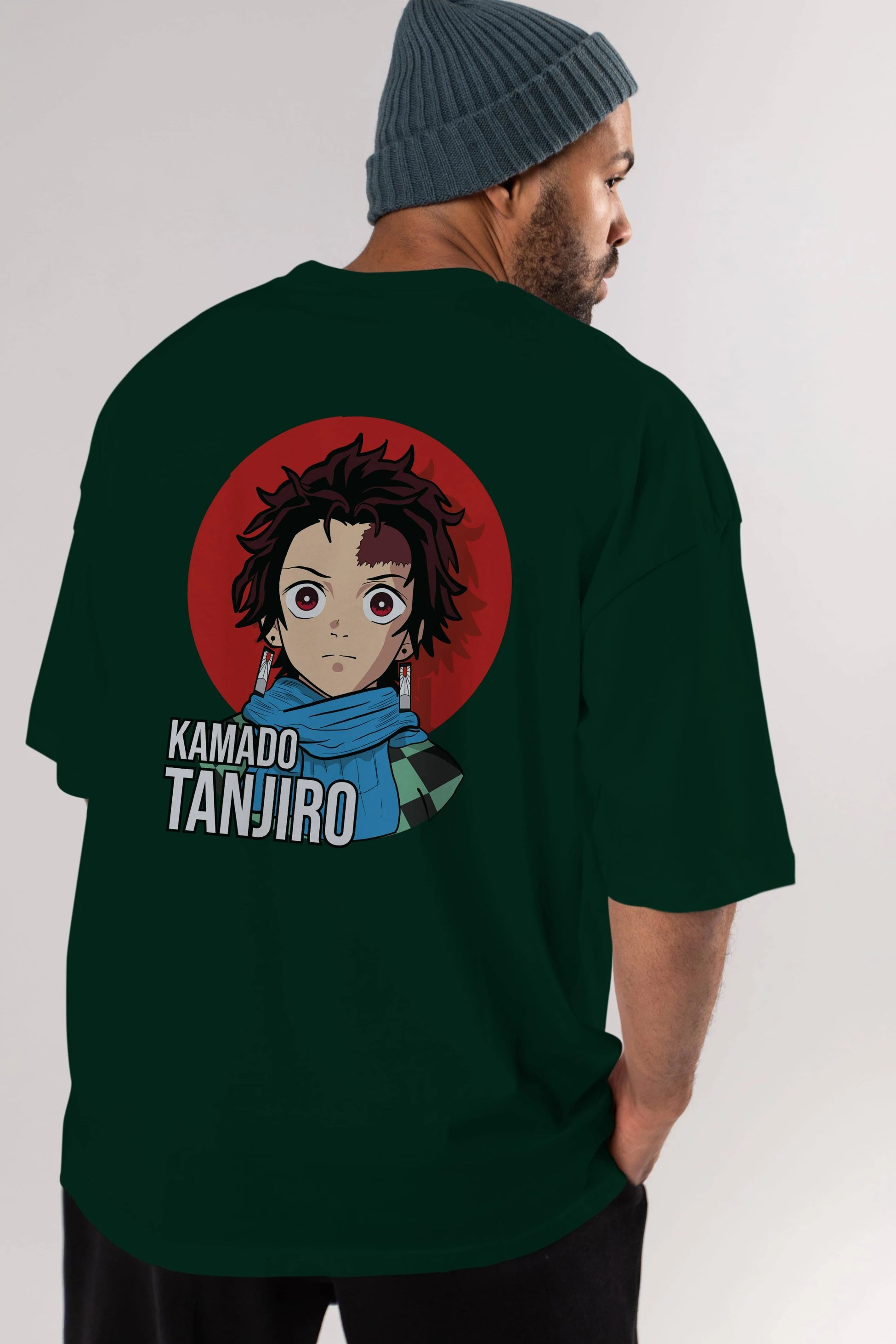 TANJIRO KAMADO Anime Arka Baskılı Oversize t-shirt Erkek Kadın Unisex