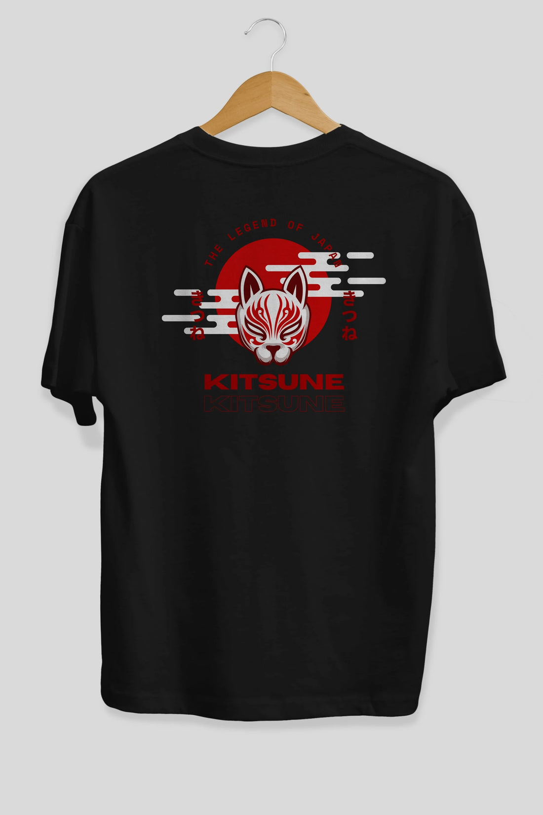 Kitsune Mask Arka Baskılı Oversize t-shirt Erkek Kadın Unisex
