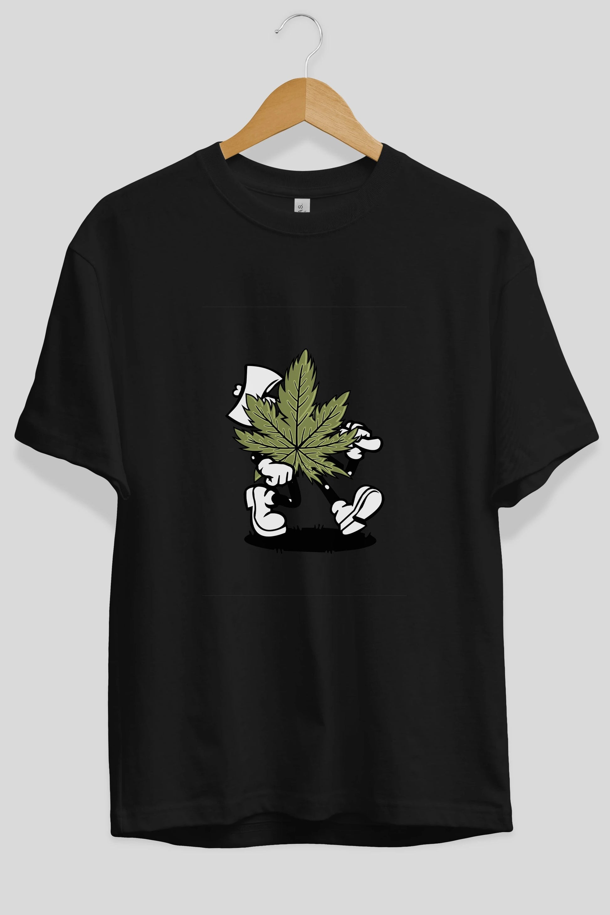Weed Ön Baskılı Oversize t-shirt Erkek Kadın Unisex %100 Pamuk tişort