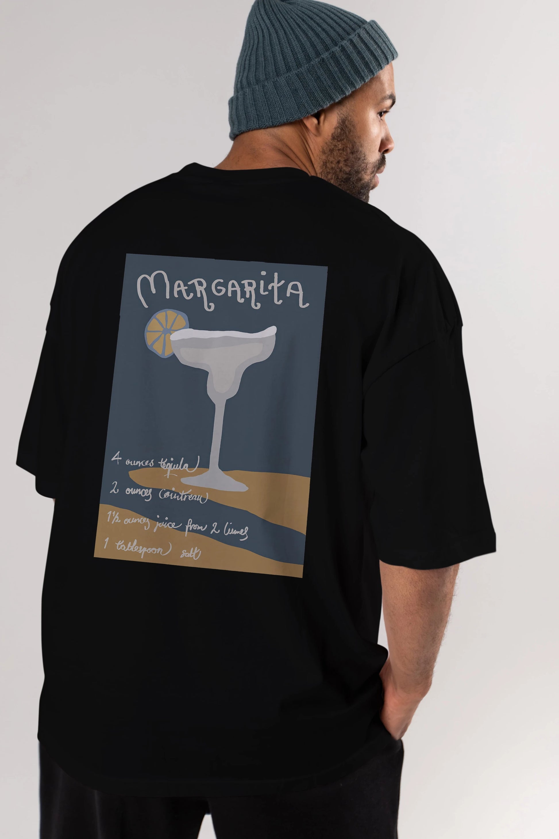 Margarita 2 Arka Baskılı Oversize t-shirt Erkek Kadın Unisex %100 Pamuk Bisiklet Yaka tişort