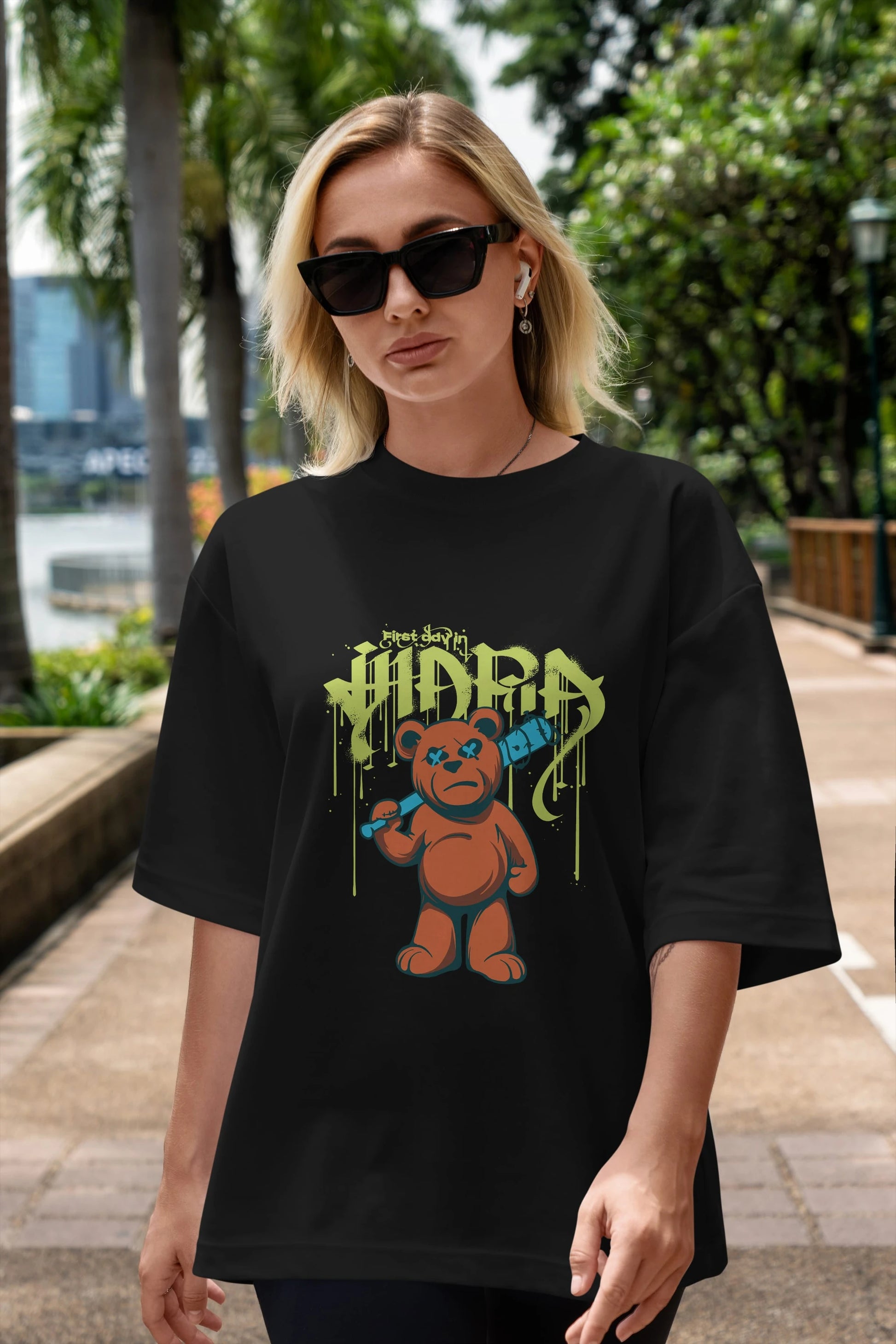 Hidra Bear Ön Baskılı Oversize t-shirt Erkek Kadın Unisex
