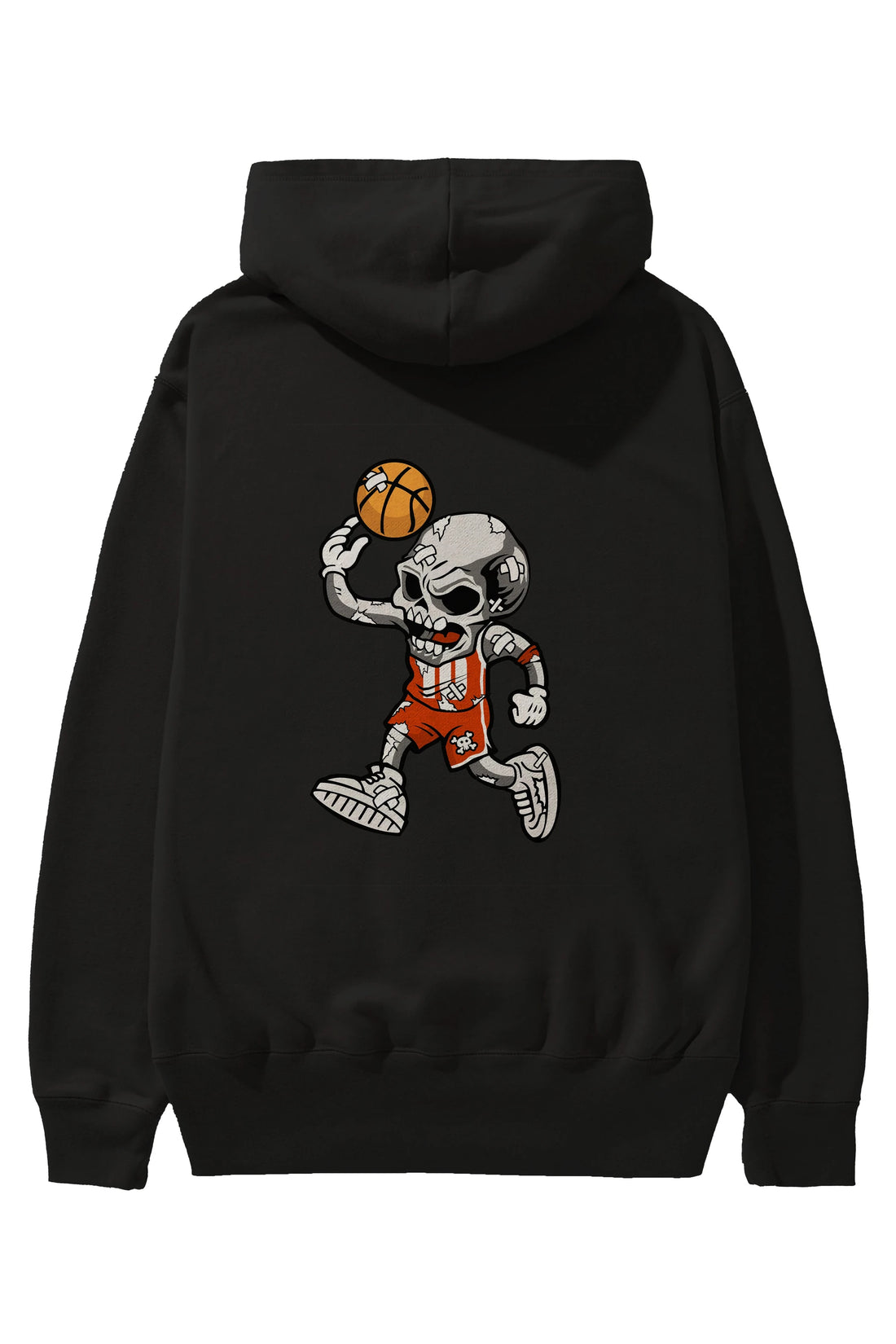 Skull Basketball Arka Baskılı Hoodie Oversize Kapüşonlu Sweatshirt Erkek Kadın Unisex
