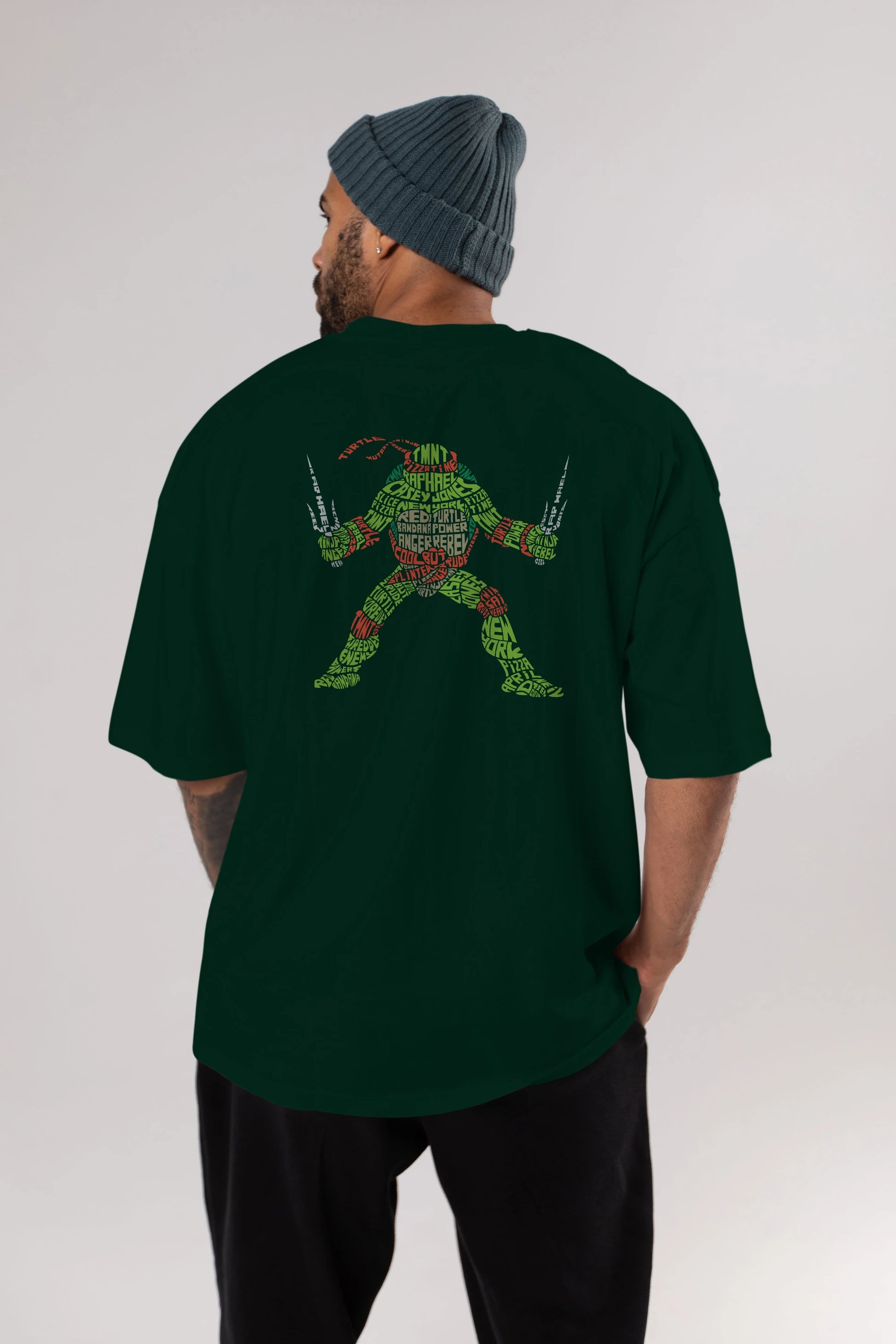 Ninja Turtle Arka Baskılı Oversize t-shirt %100 pamuk Erkek Kadın Unisex