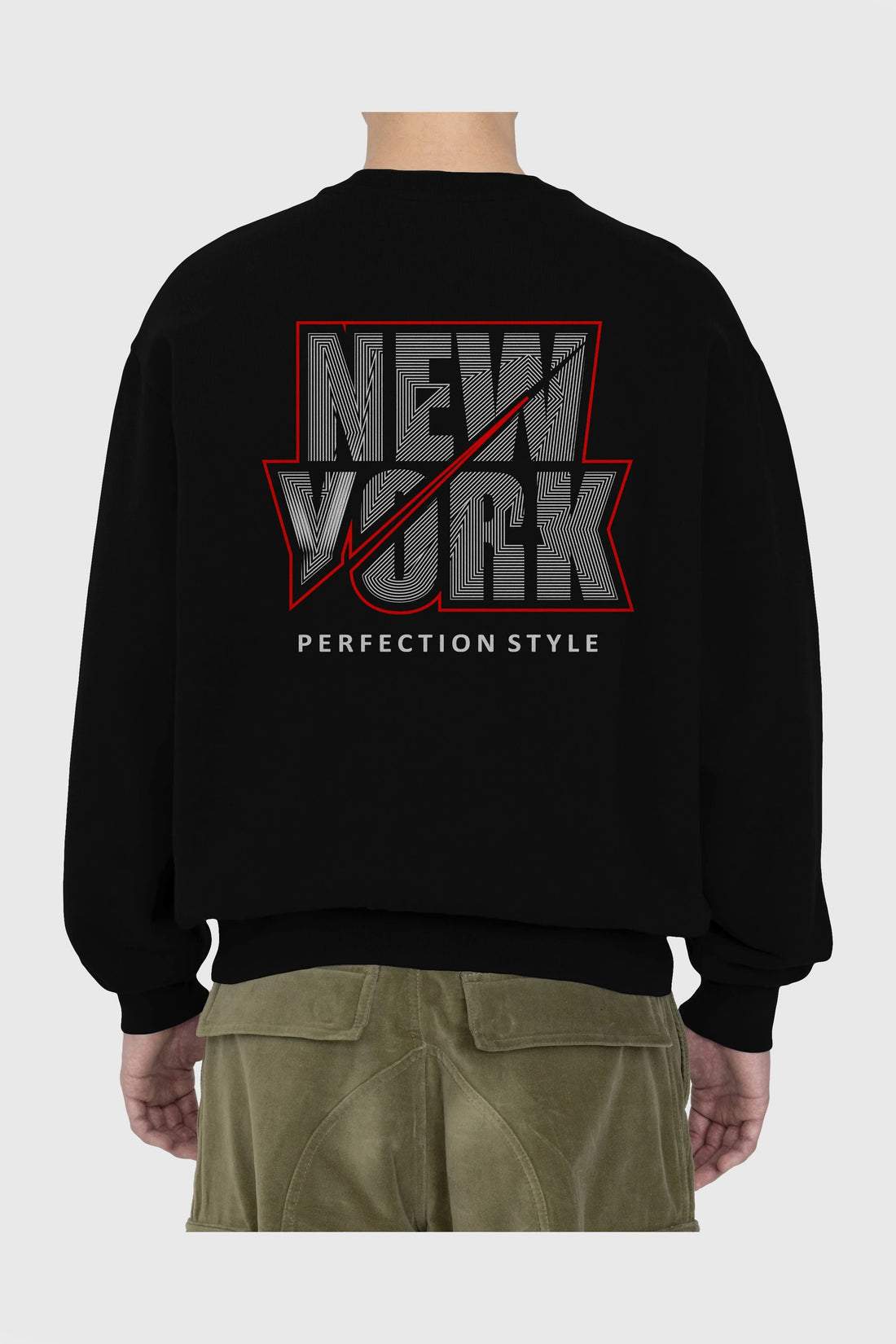 New York Perfection Style Arka Baskılı Oversize Sweatshirt Erkek Kadın Unisex