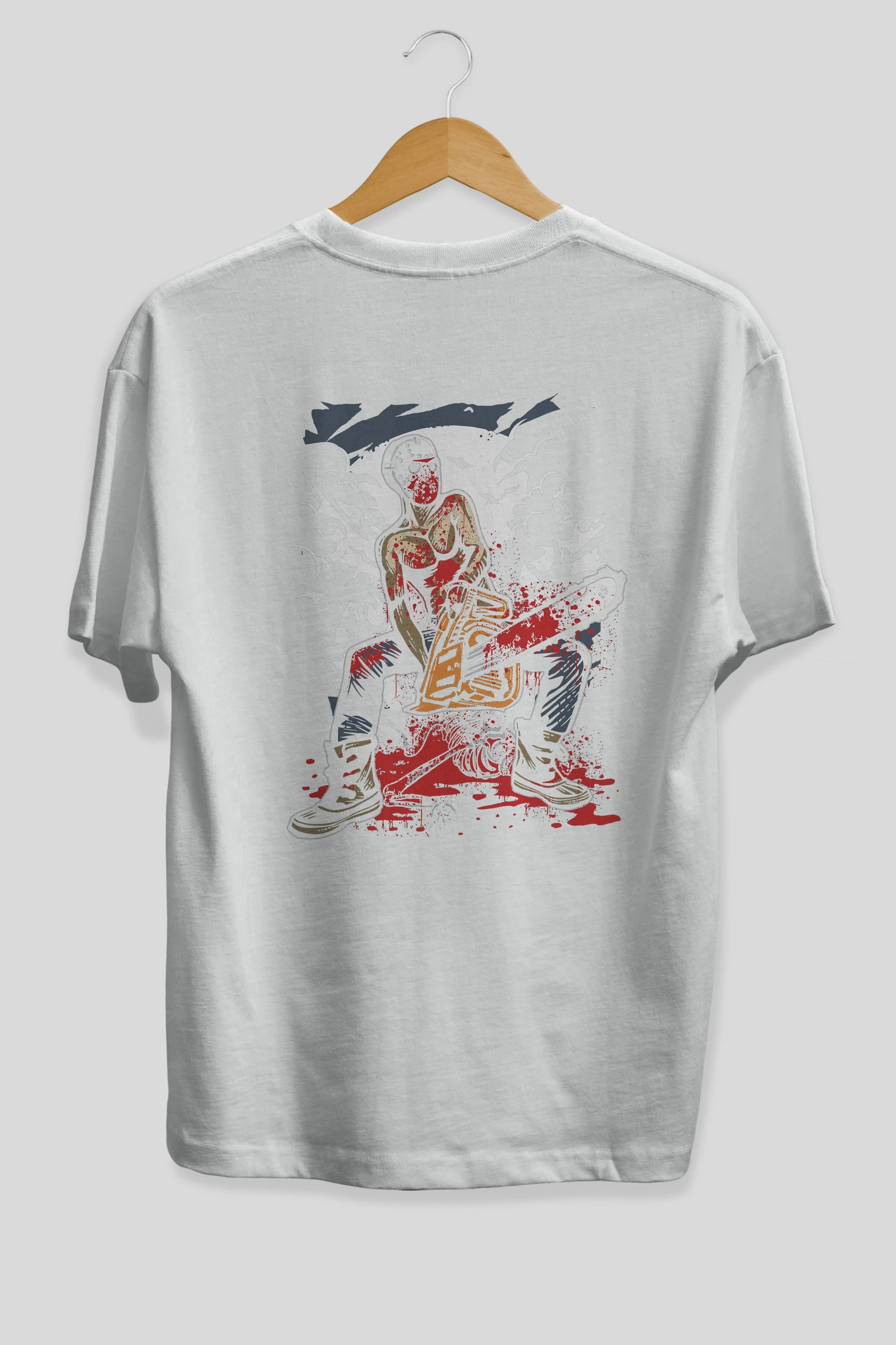 Chainsaw Killer Arka Baskılı Oversize t-shirt Erkek Kadın Unisex %100 Pamuk