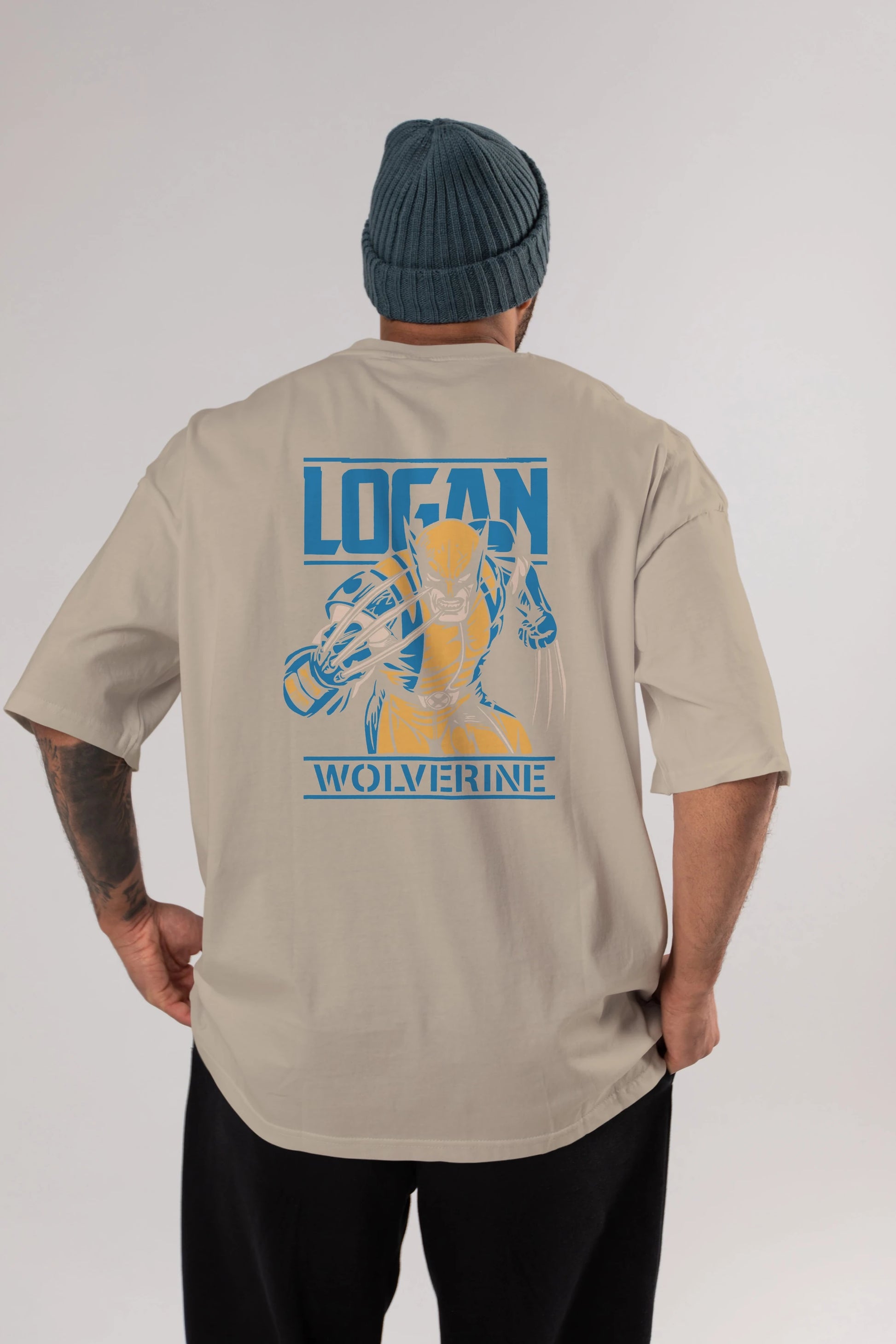 Wolverine Logan Arka Baskılı Oversize t-shirt Erkek Kadın Unisex %100 Pamuk Bisiklet Yaka tişort