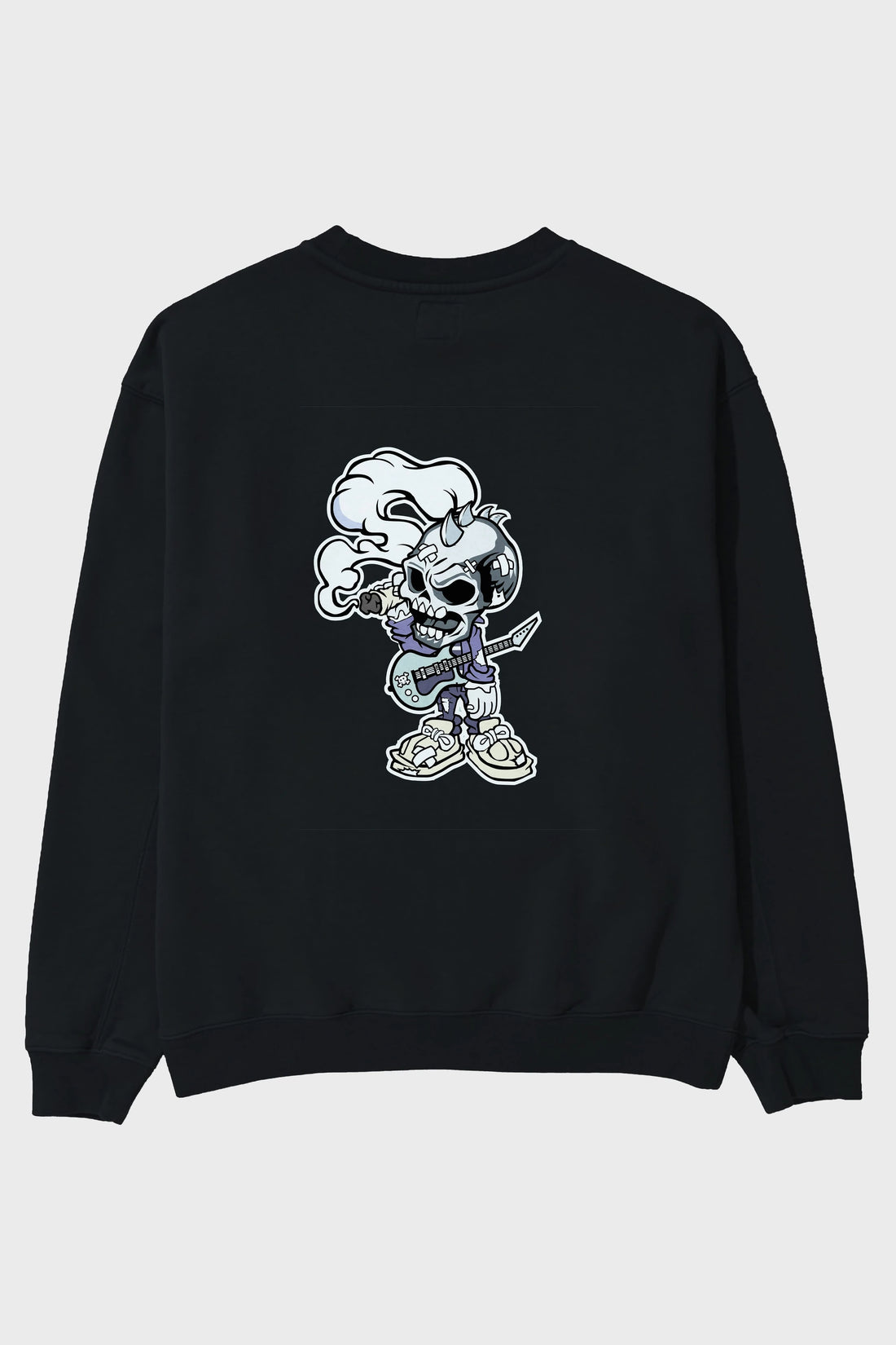 Skull Smoker Punk Rocker Arka Baskılı Oversize Sweatshirt Erkek Kadın Unisex