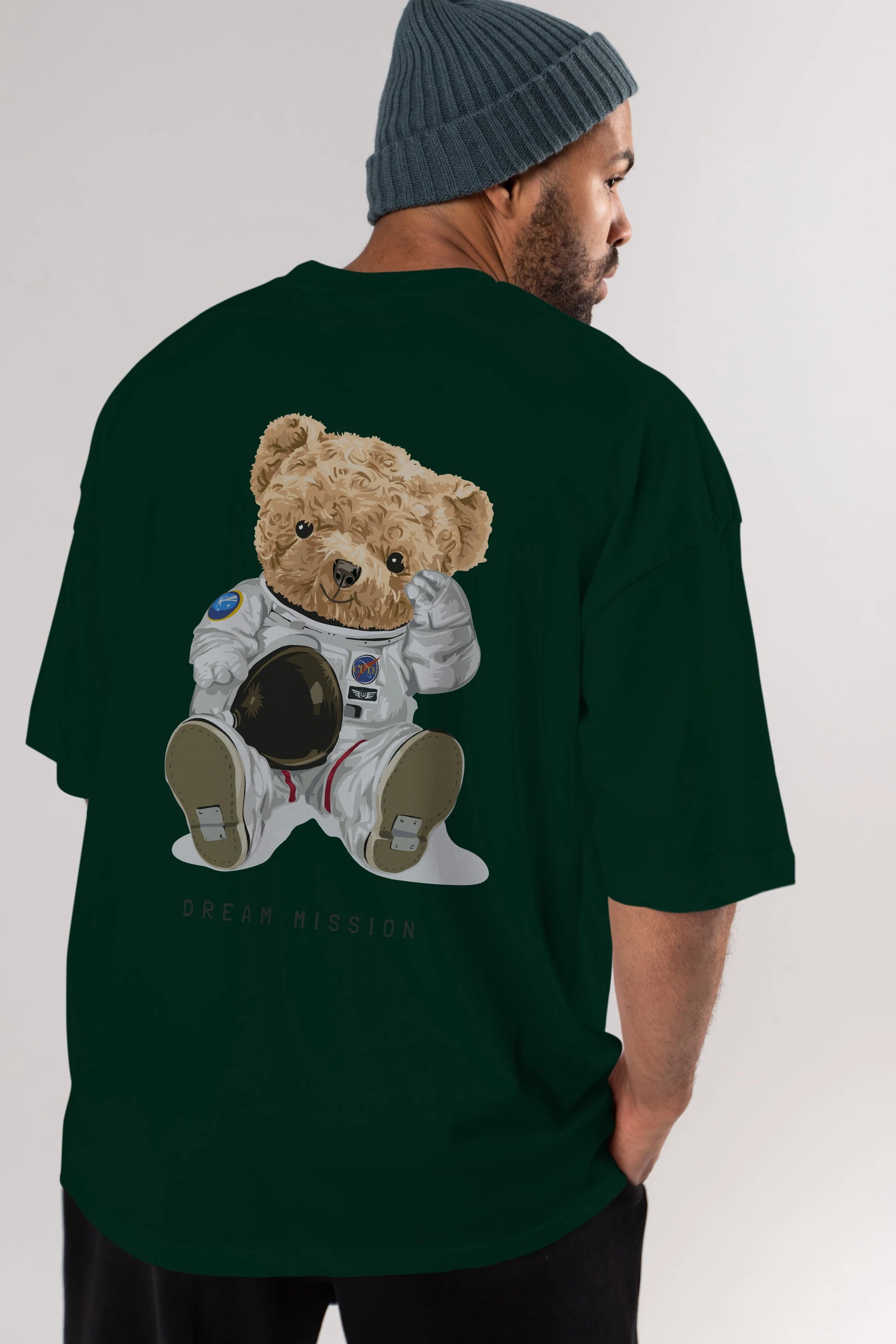 Teddy Bear Asrtonot Arka Baskılı Oversize t-shirt Erkek Kadın Unisex %100 Pamuk