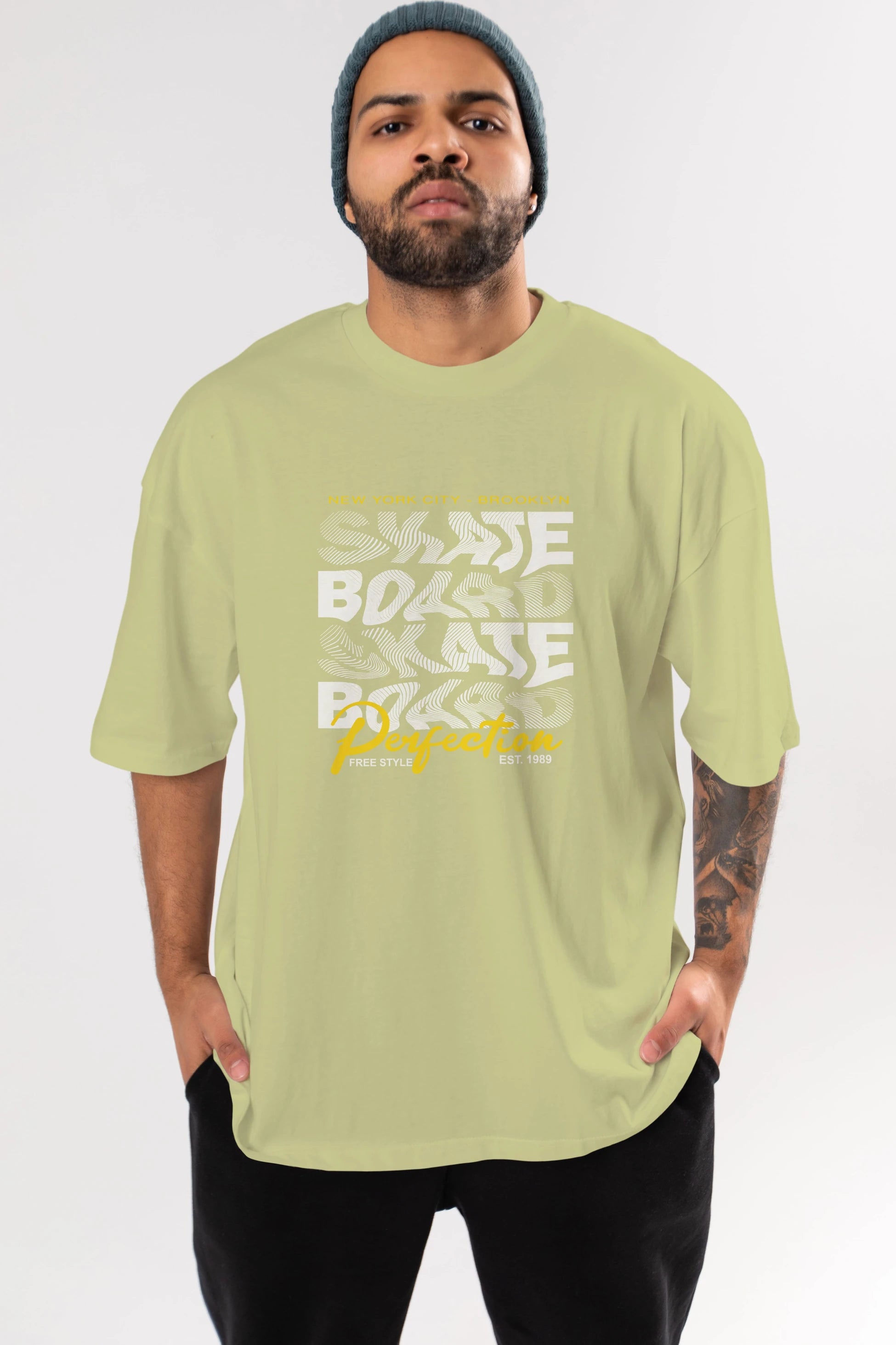 New York City and Brooklyn Ön Baskılı Oversize t-shirt Erkek Kadın Unisex