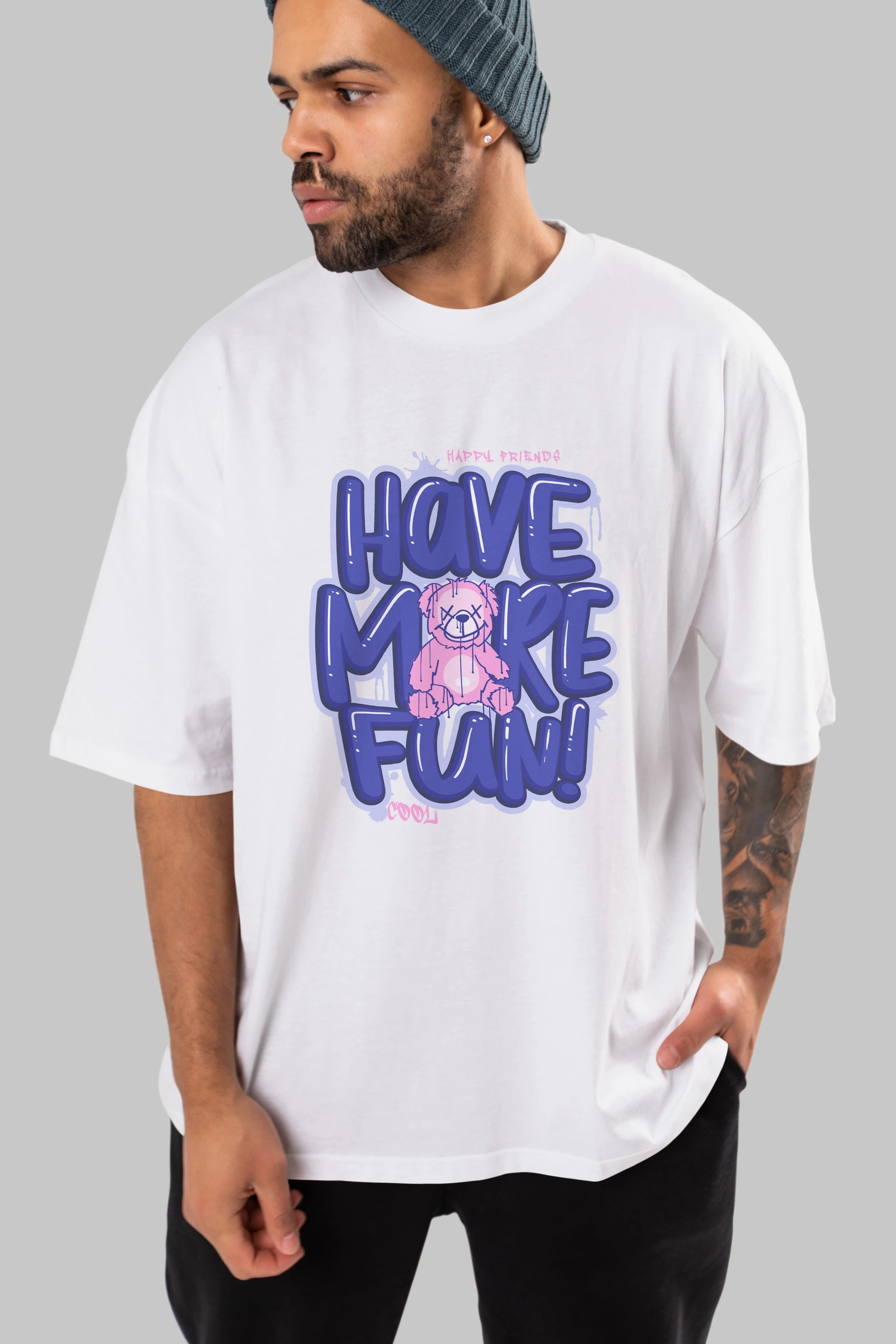 Have More Fun Bear Ön Baskılı Oversize t-shirt Erkek Kadın Unisex