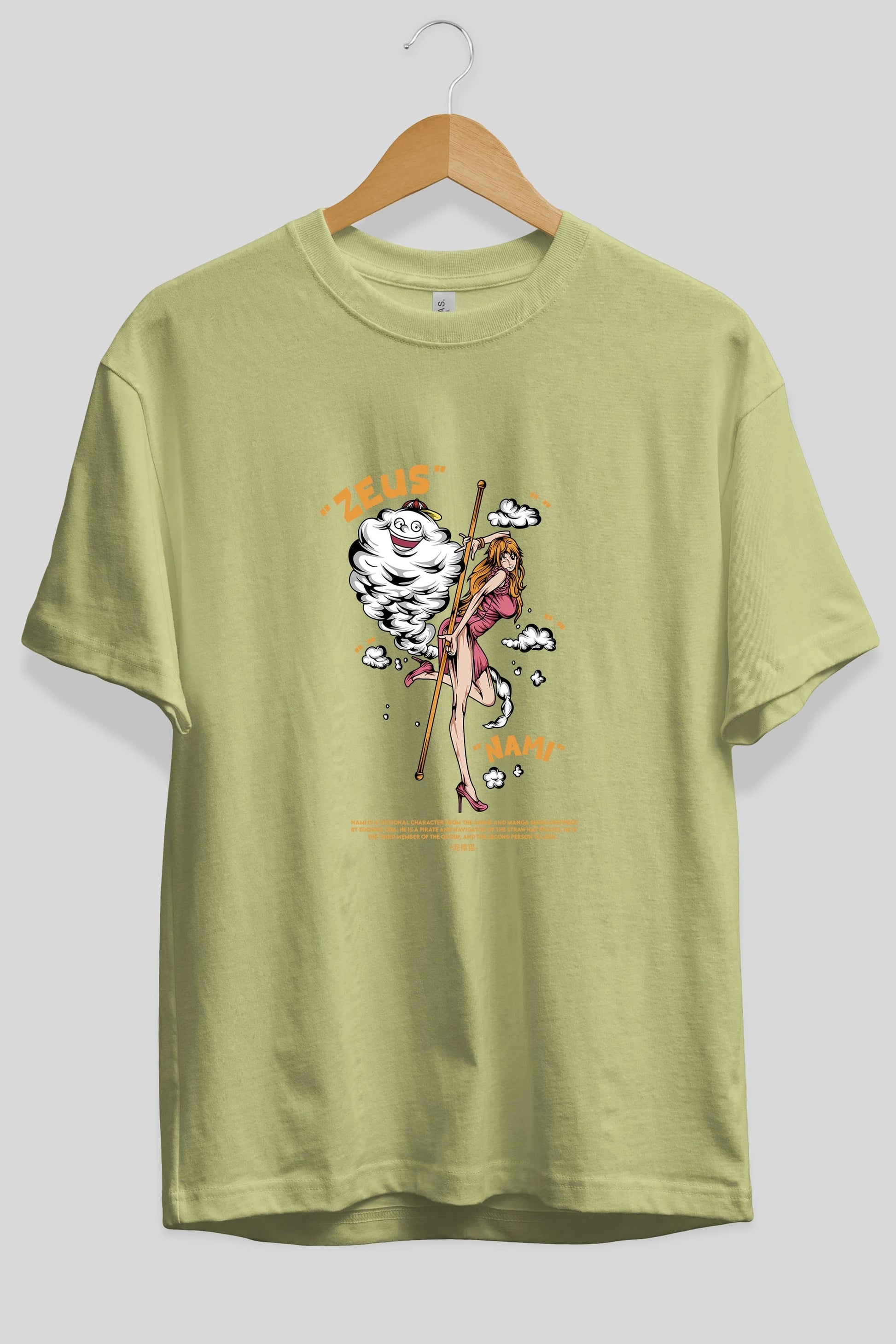Zeus Nami Anime Ön Baskılı Oversize t-shirt %100 pamuk Erkek Kadın Unisex