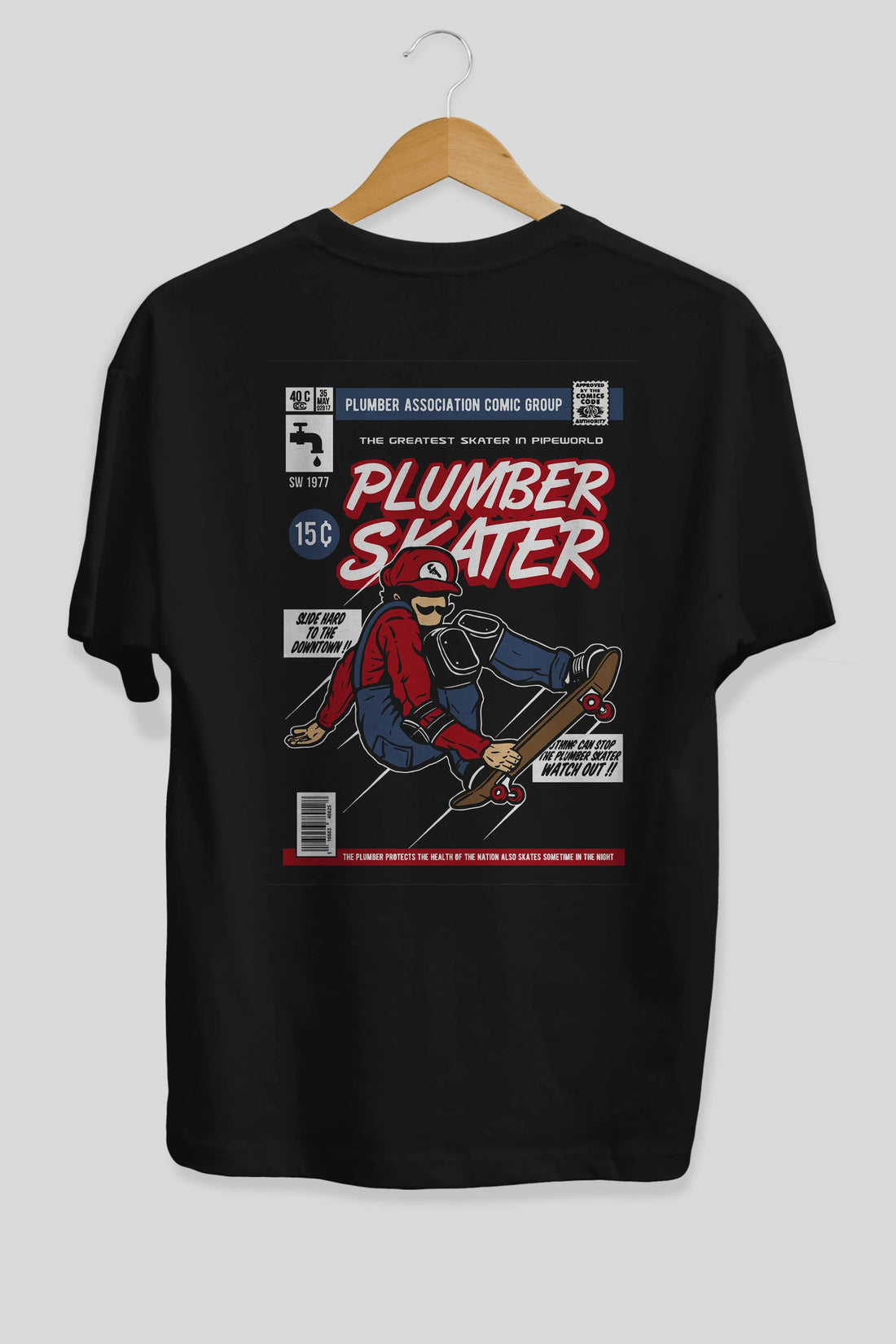 Plumber Skater Arka Baskılı Oversize t-shirt Erkek Kadın Unisex %100 Pamuk