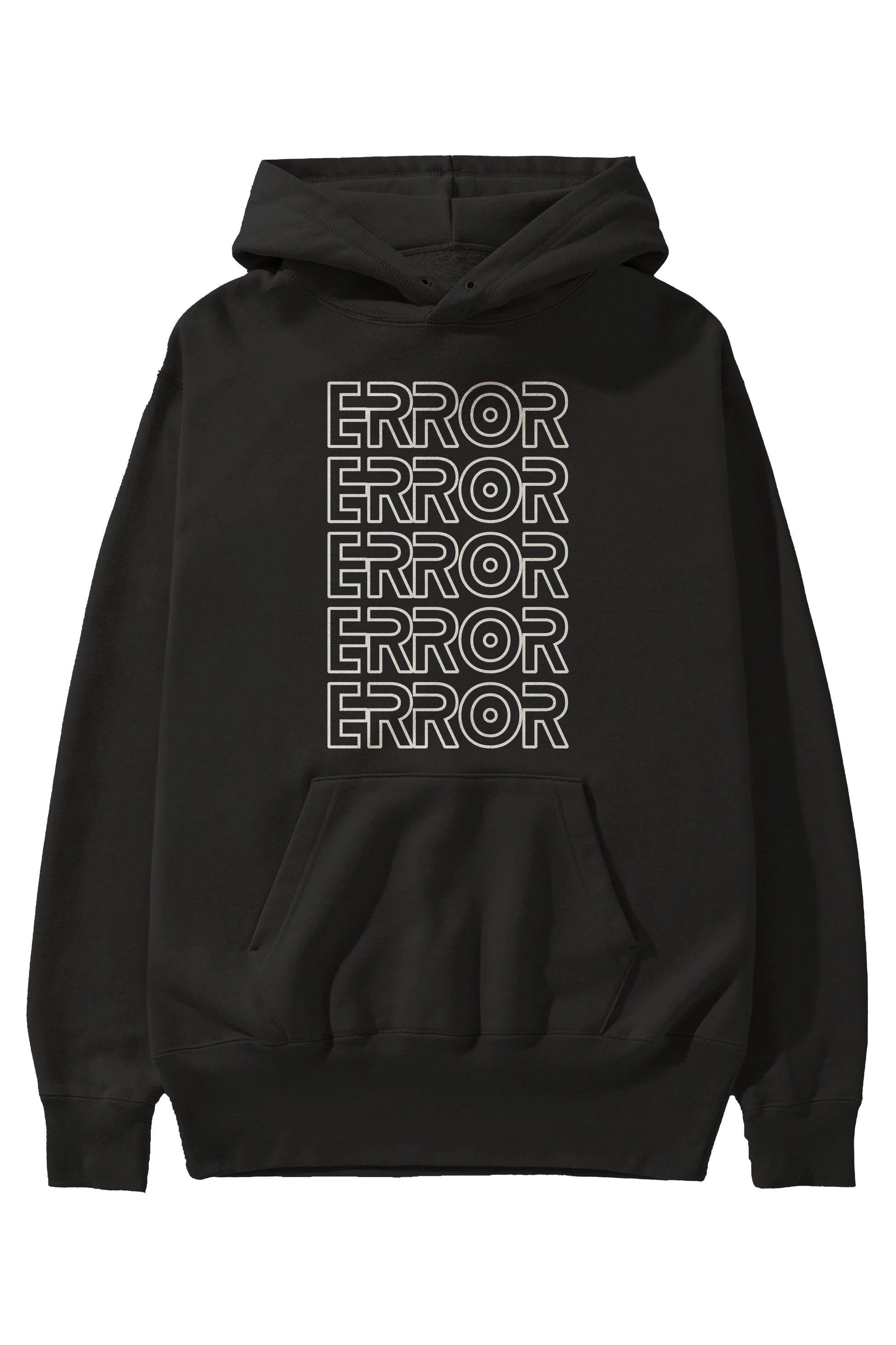 Error Yazılı Ön Baskılı Oversize Hoodie Kapüşonlu Sweatshirt Erkek Kadın Unisex