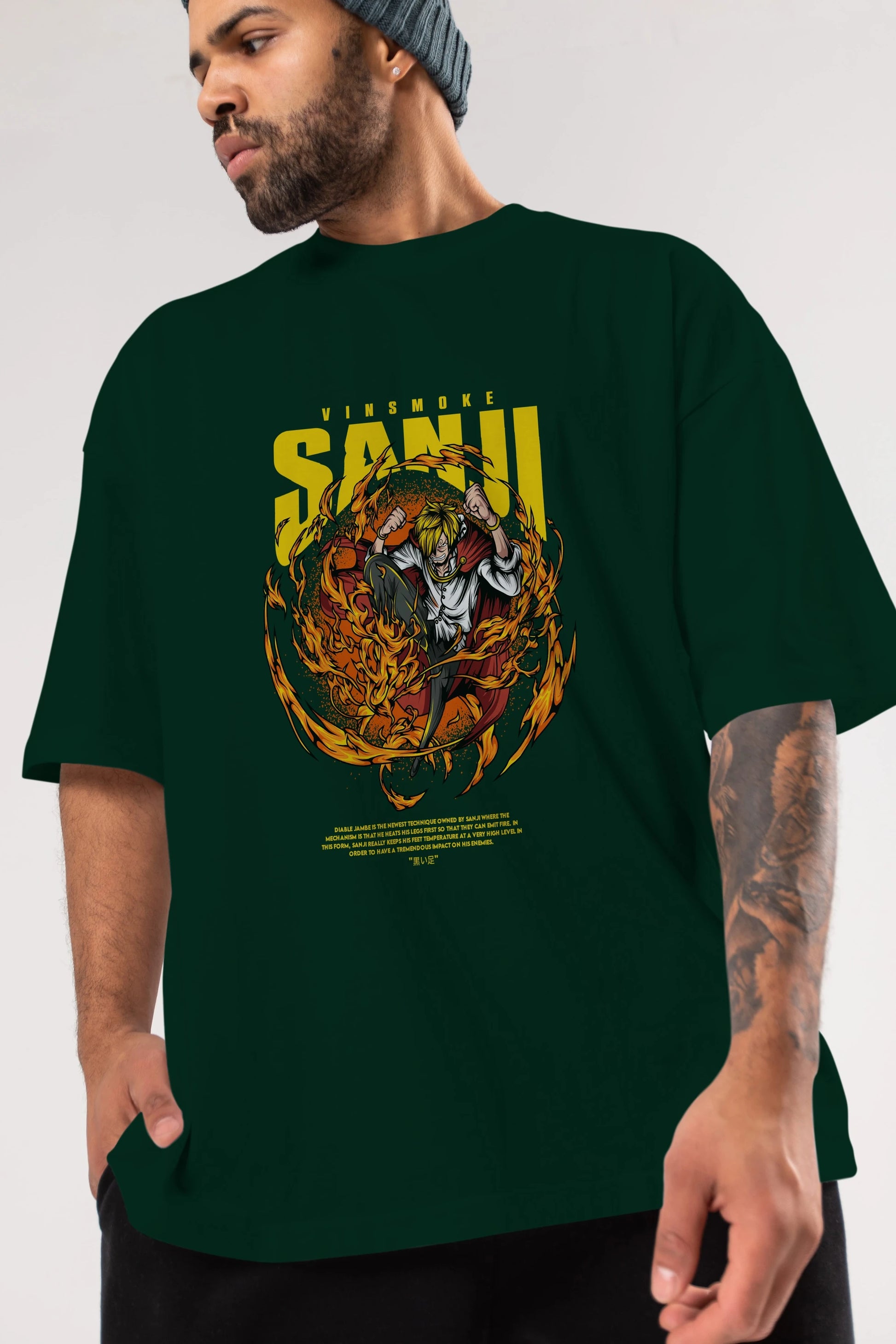Vinsmoke Sanji Anime Ön Baskılı Oversize t-shirt %100 pamuk Erkek Kadın Unisex