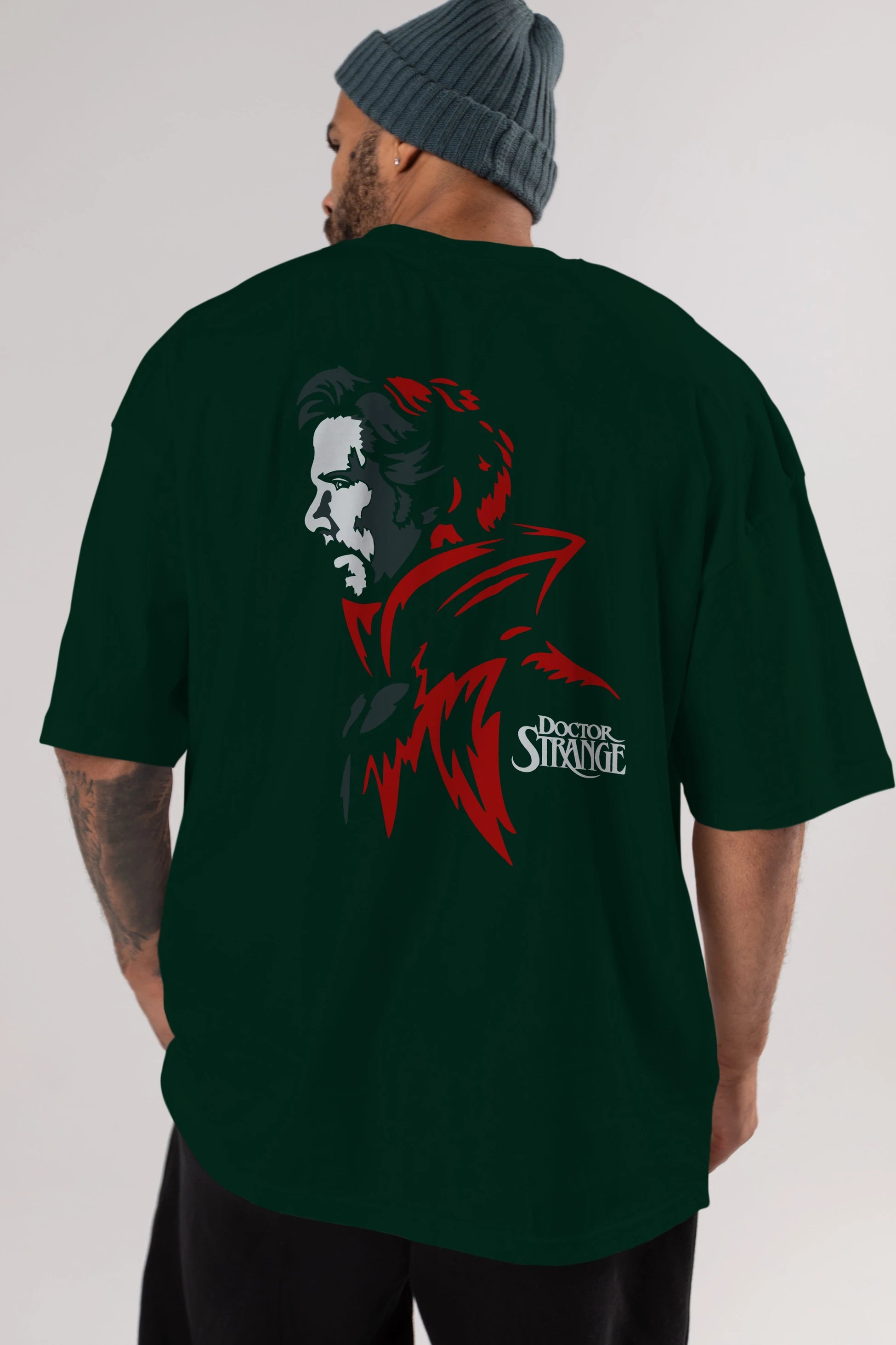 Doctor Strange (2) Arka Baskılı Oversize t-shirt Erkek Kadın Unisex %100 Pamuk Bisiklet Yaka tişort