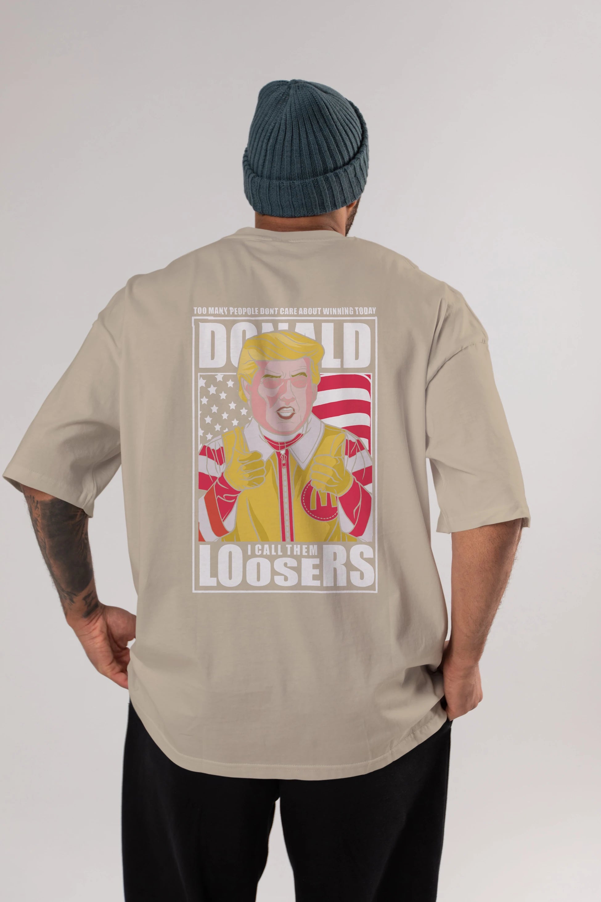 Ronald Trump Arka Baskılı Oversize t-shirt Erkek Kadın Unisex %100 Pamuk tişort