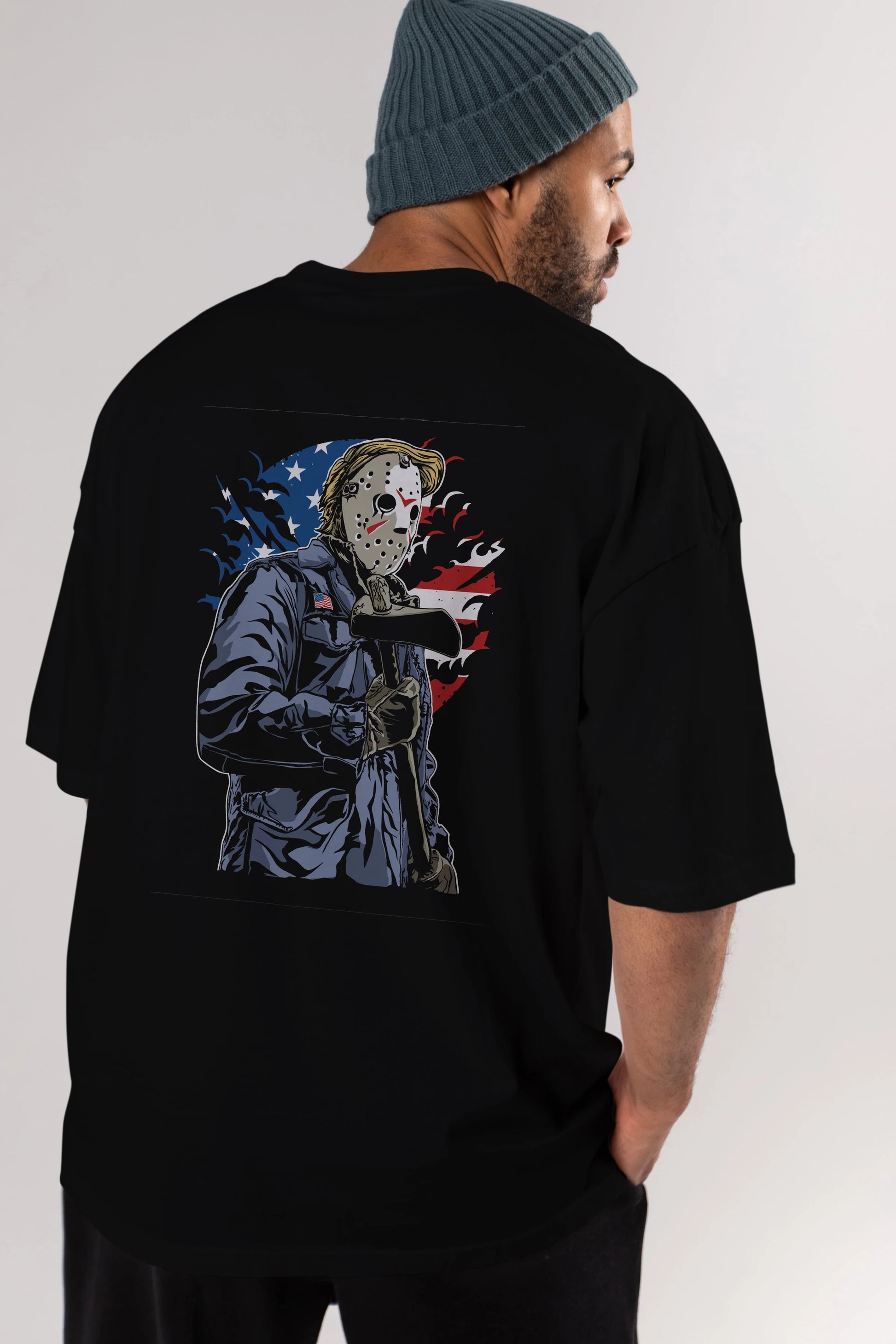 American Killer Arka Baskılı Oversize t-shirt Erkek Kadın Unisex %100 Pamuk