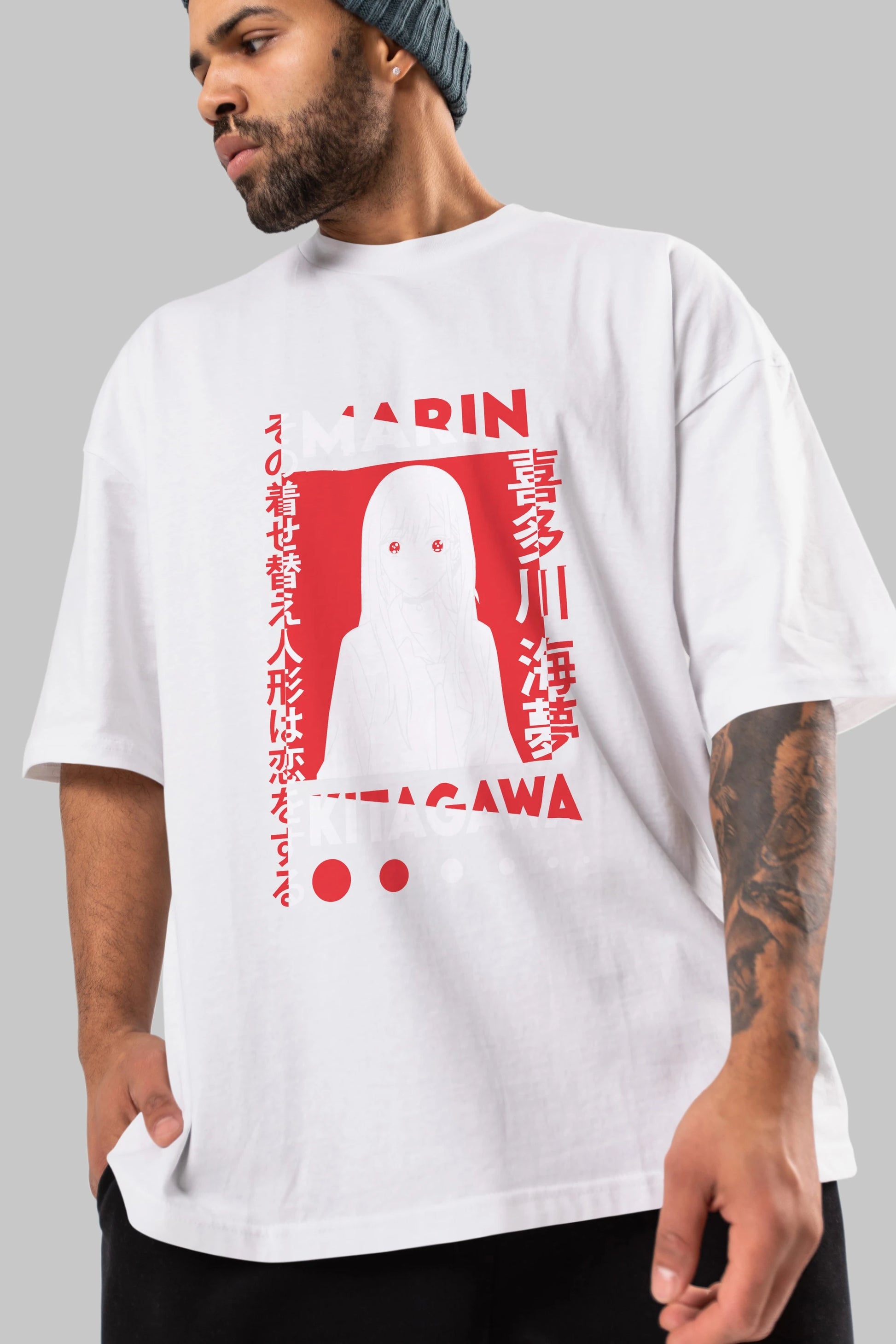MARIN KITAGAWA Anime Ön Baskılı Oversize t-shirt %100 pamuk Erkek Kadın Unisex