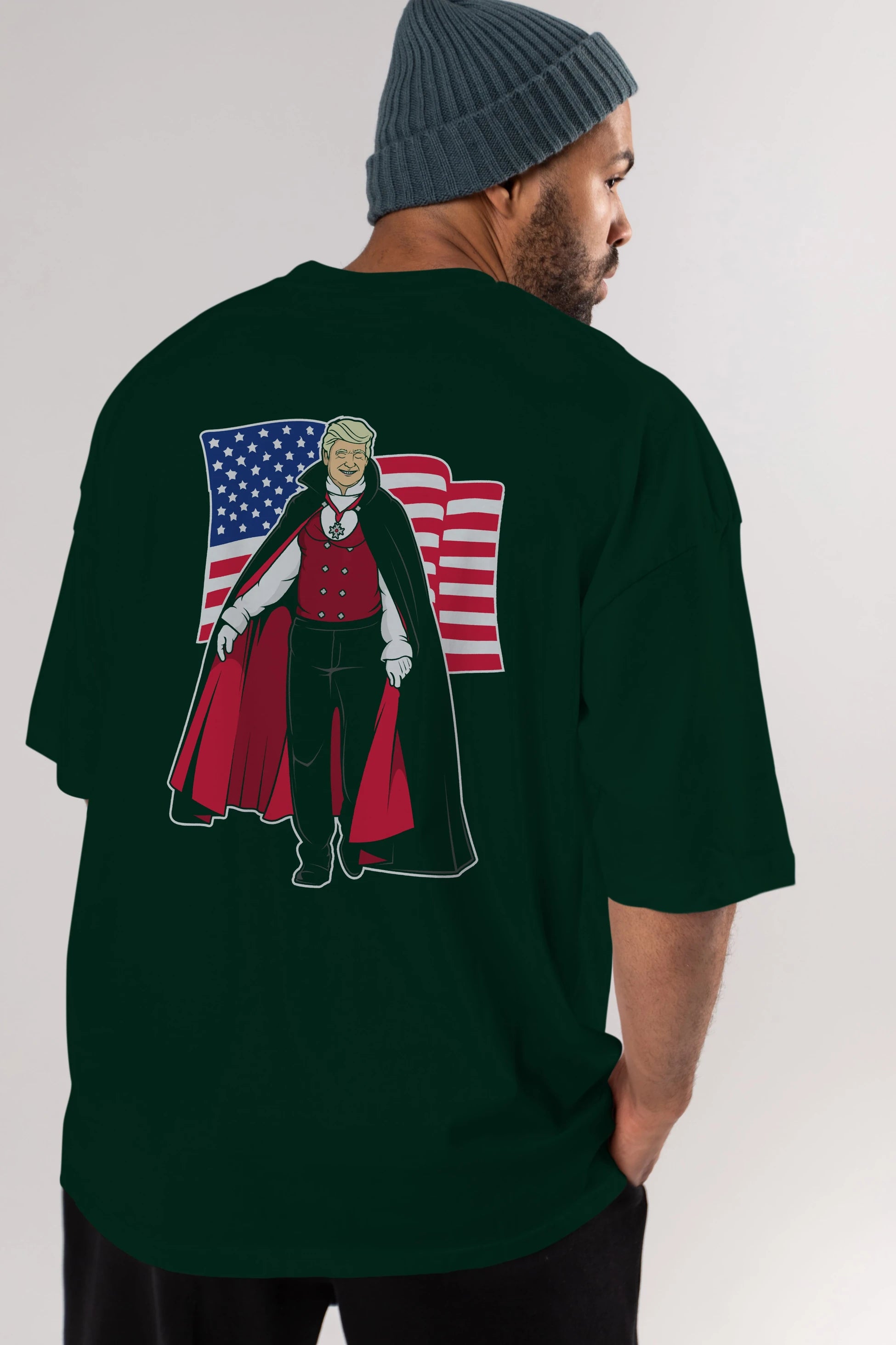 Trump Dracula Arka Baskılı Oversize t-shirt Erkek Kadın Unisex %100 Pamuk tişort