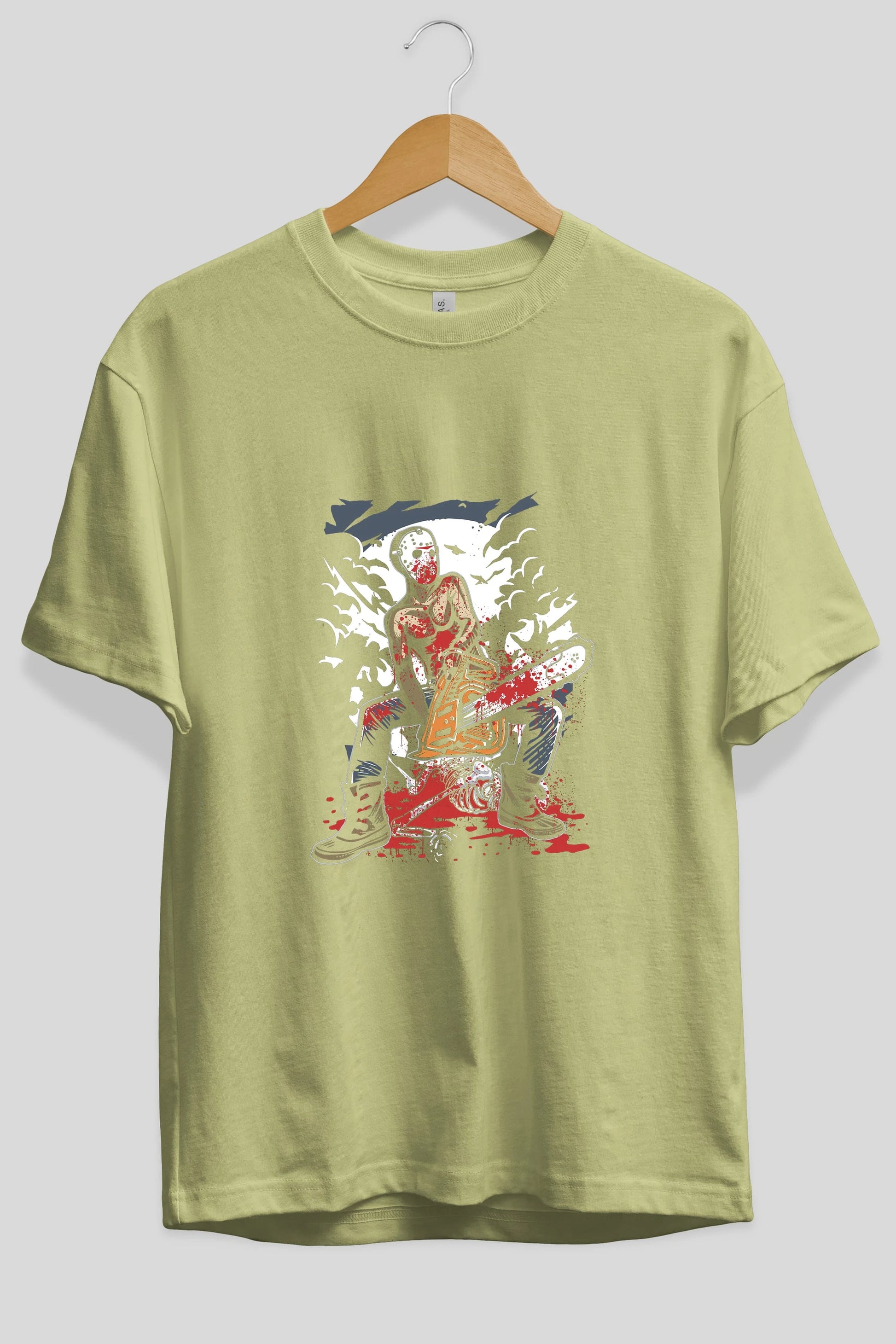 Chainsaw Killer Ön Baskılı Oversize t-shirt Erkek Kadın Unisex %100 Pamuk tişort