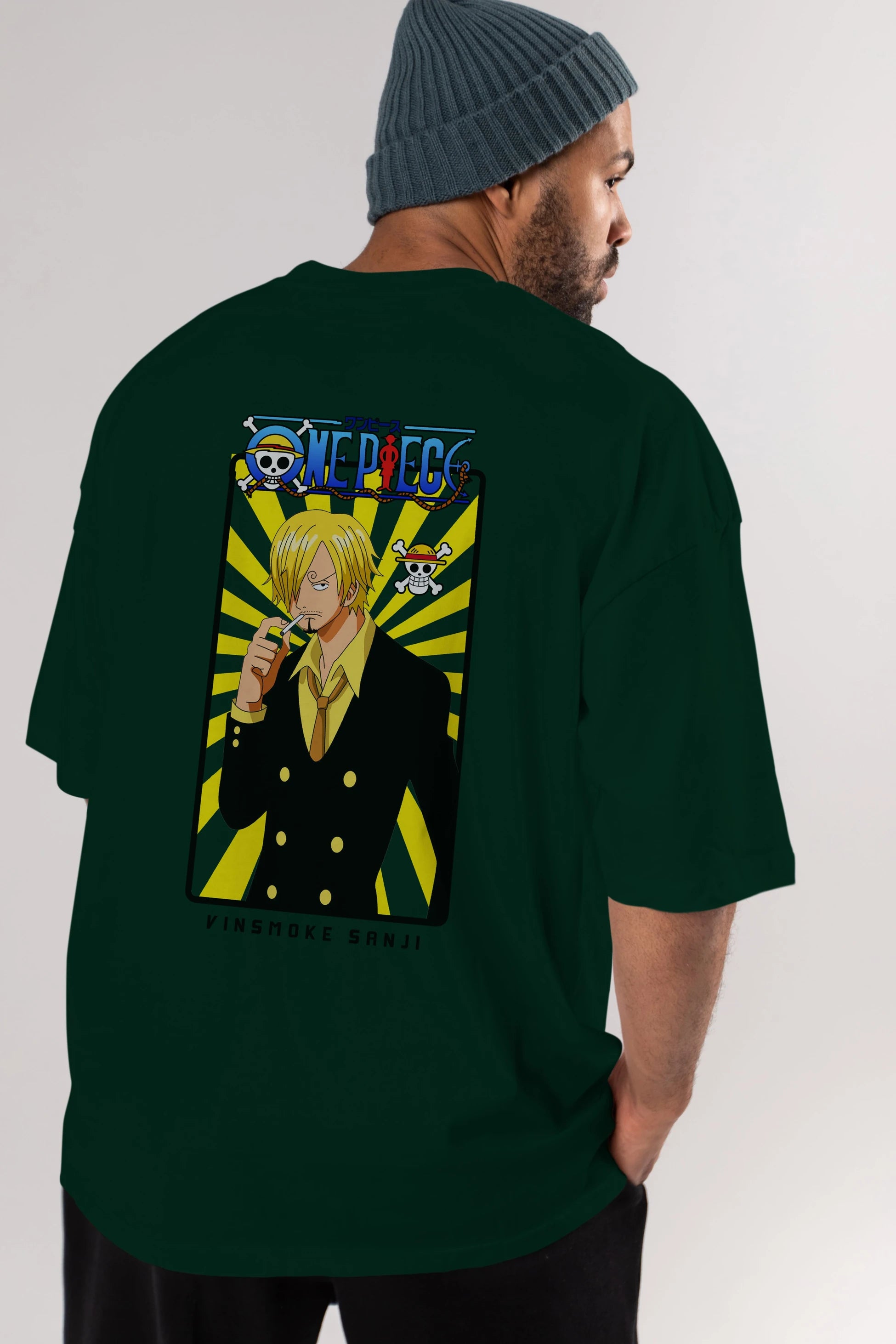 Sanji 4 Anime Arka Baskılı Oversize t-shirt Erkek Kadın Unisex %100 pamuk tişort