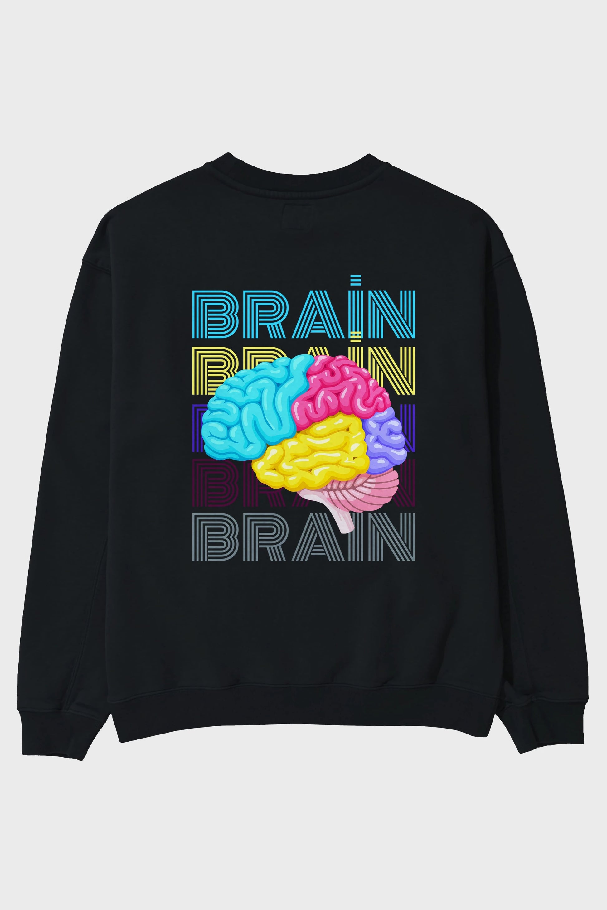 Brain Yazılı Arka Baskılı Oversize Sweatshirt Erkek Kadın Unisex