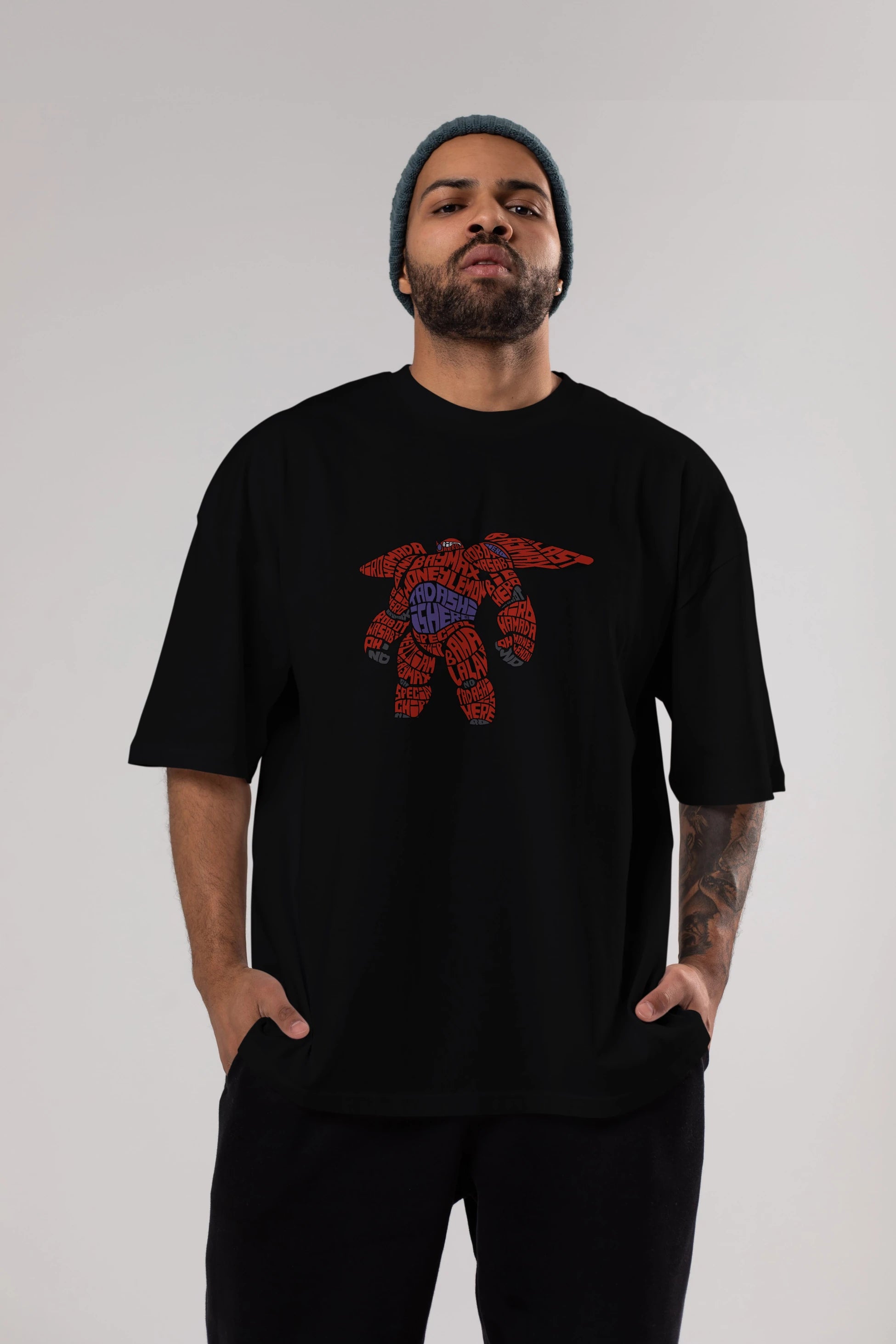 Baymax Ön Baskılı Oversize t-shirt %100 pamuk Erkek Kadın Unisex