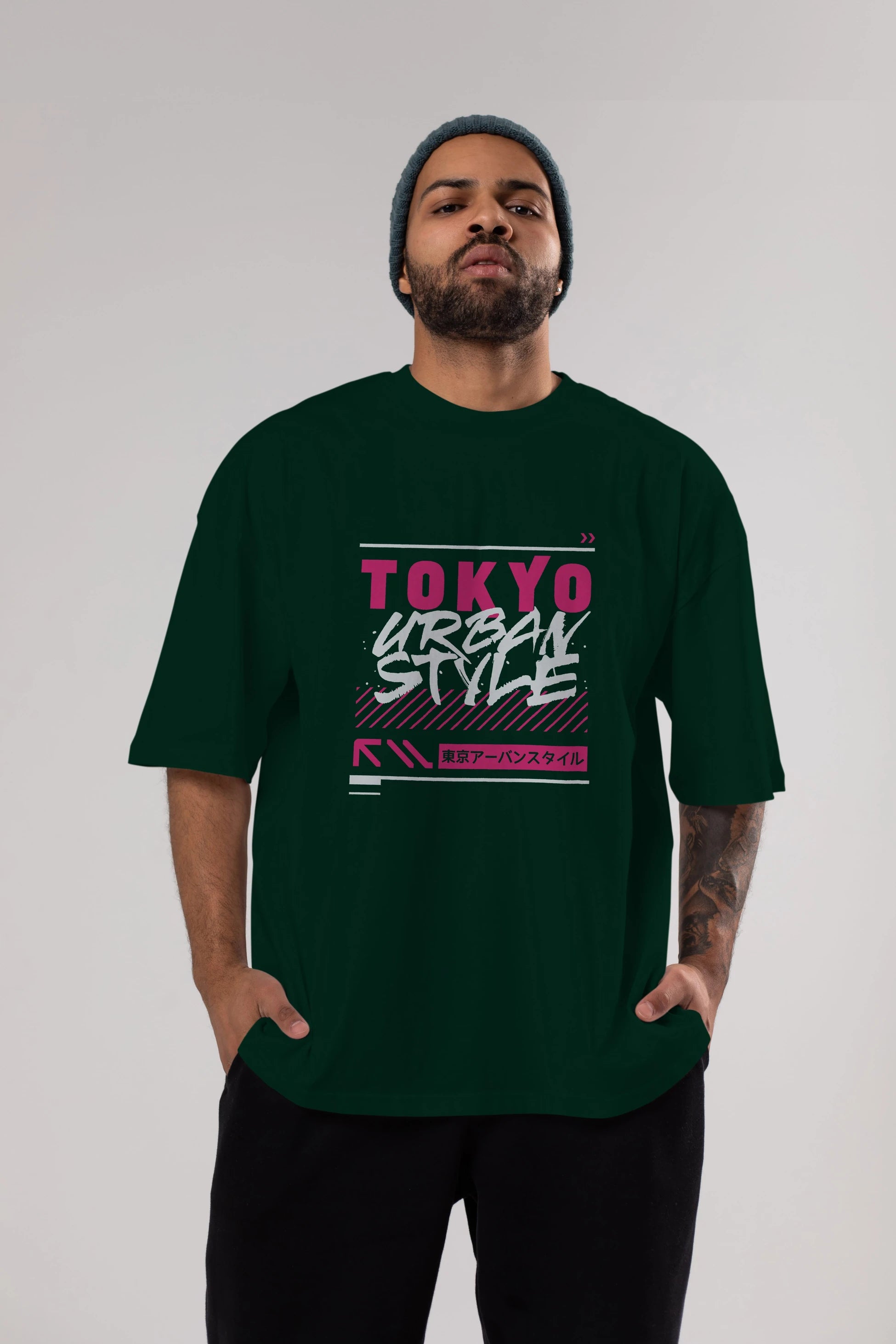 Tokyo Urban Style Ön Baskılı Oversize t-shirt Erkek Kadın Unisex
