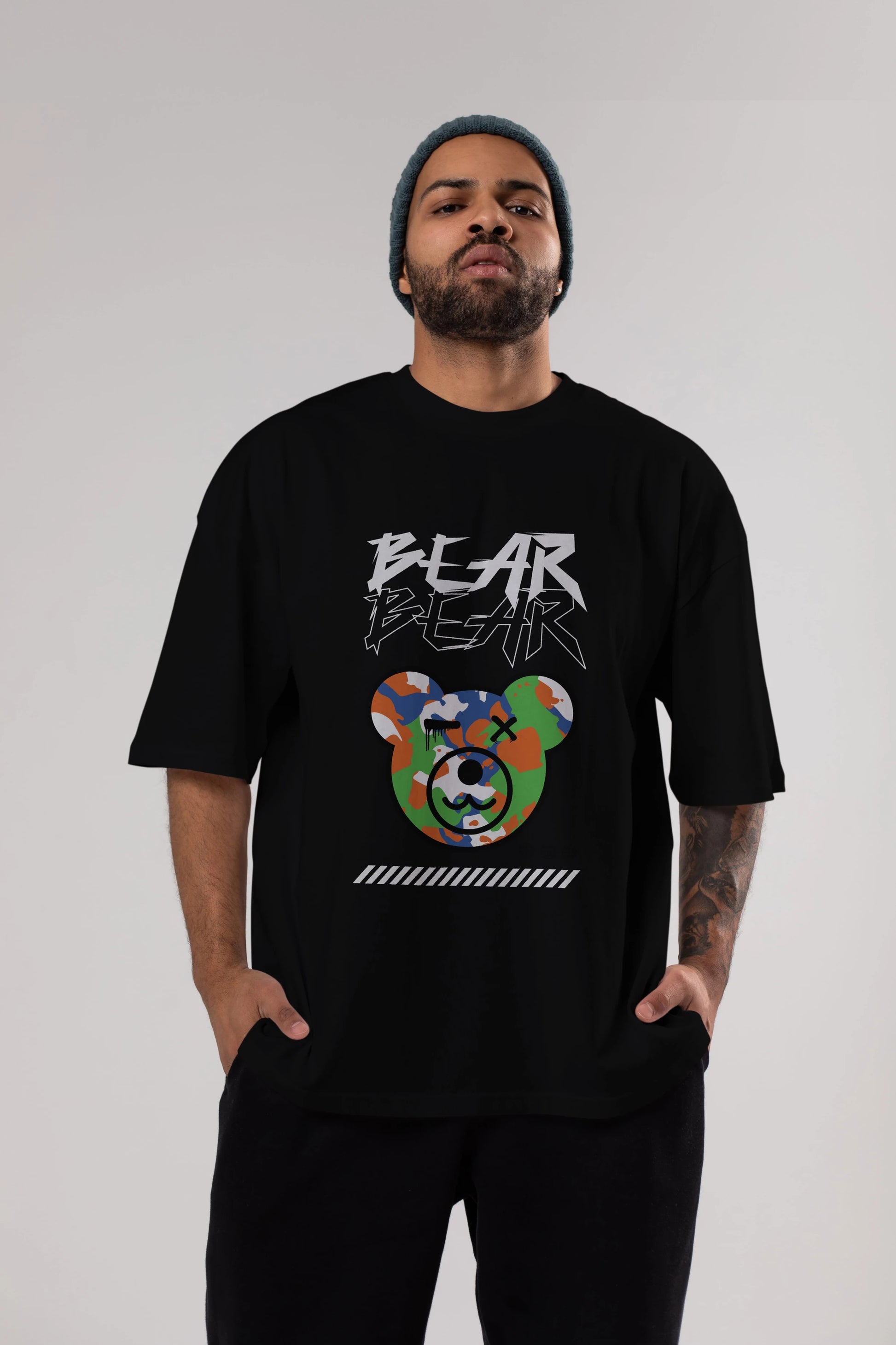 Bear Bear Ön Baskılı Oversize t-shirt Erkek Kadın Unisex