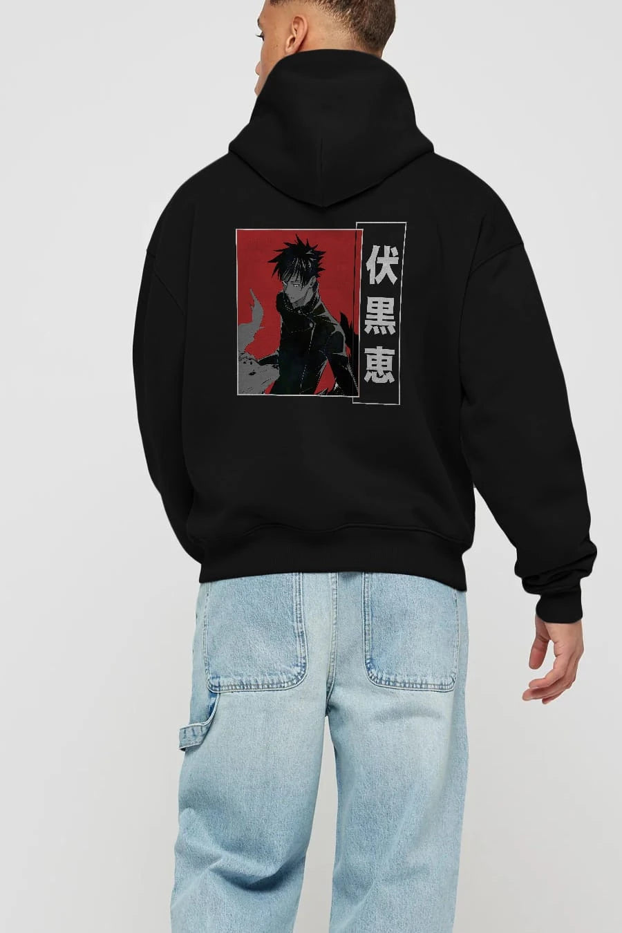 Megumi Fushiguro Anime Arka Baskılı Hoodie Oversize Kapüşonlu Sweatshirt Erkek Kadın Unisex