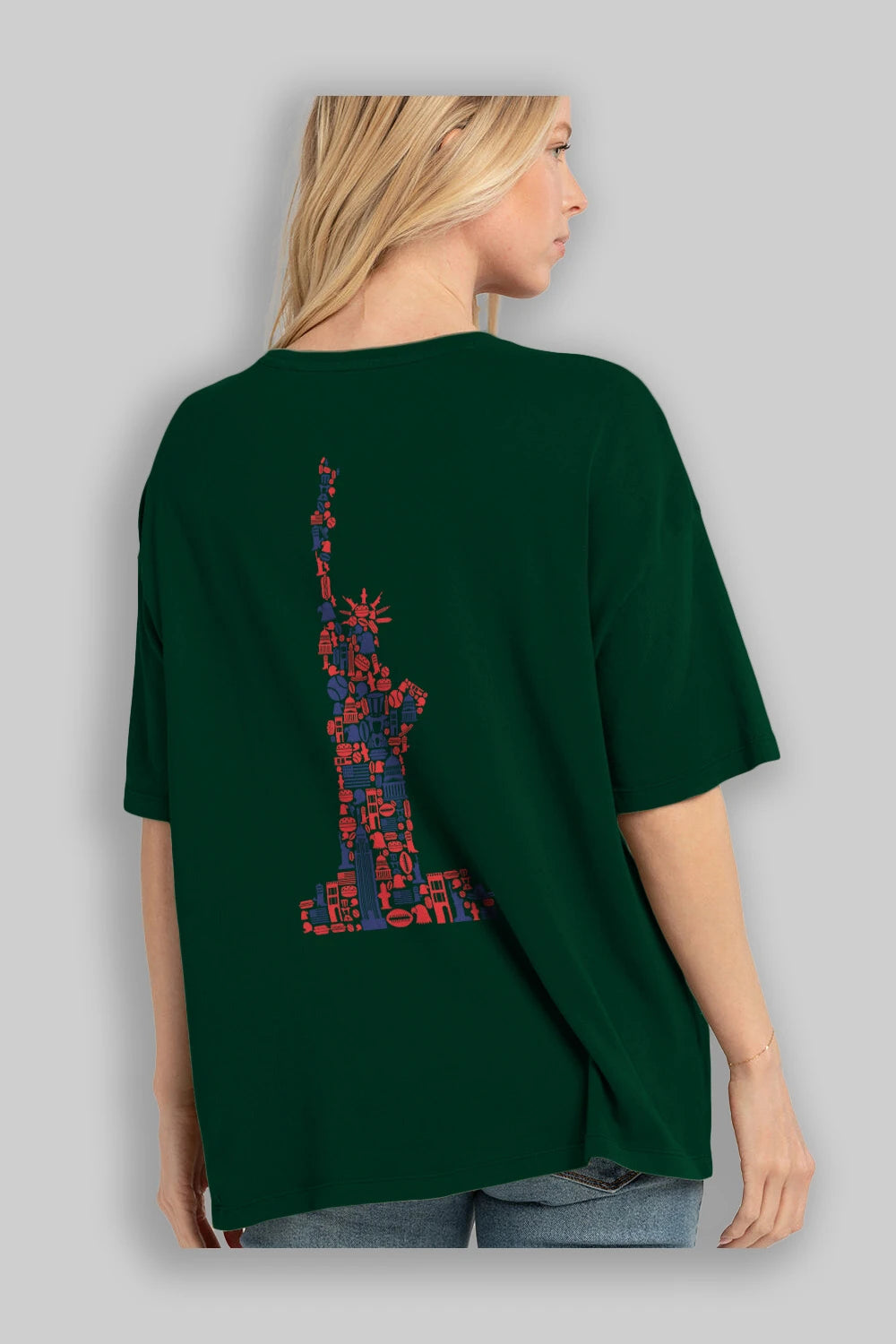 Liberty Arka Baskılı Oversize t-shirt %100 pamuk Erkek Kadın Unisex