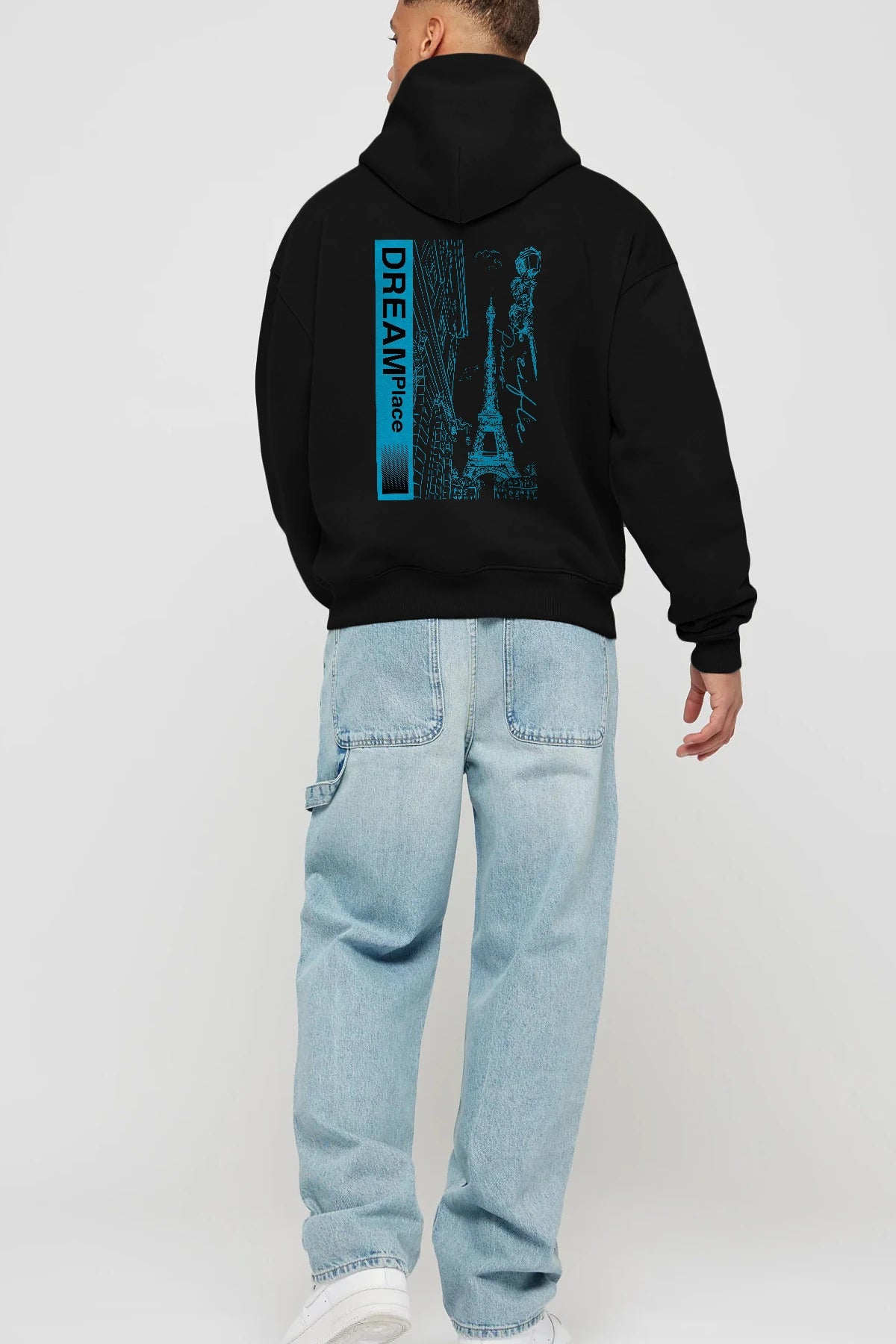 Dream Place Arka Baskılı Hoodie Oversize Kapüşonlu Sweatshirt Erkek Kadın Unisex