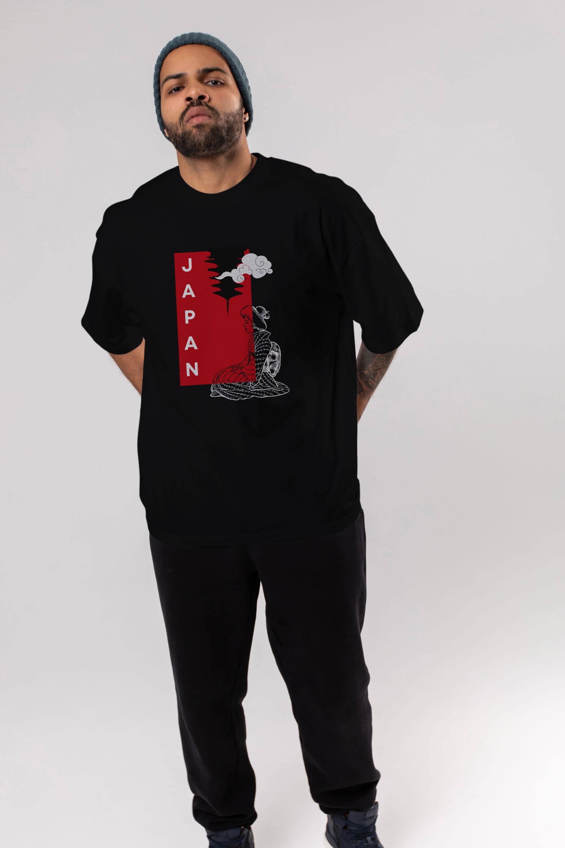Japan Yazılı Streetwear Ön Baskılı Oversize t-shirt Erkek Kadın Unisex