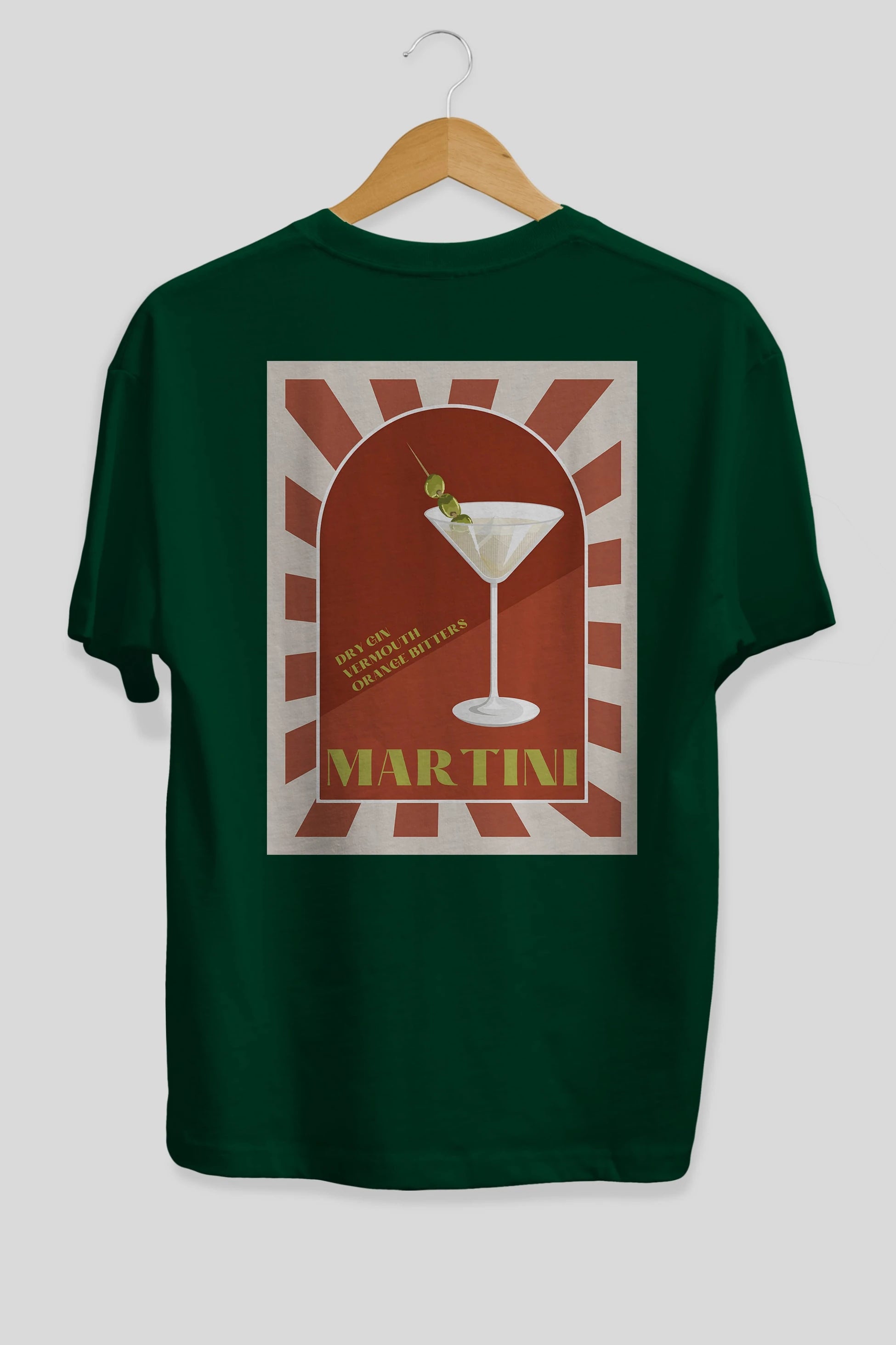 Martini 2 Arka Baskılı Oversize t-shirt Erkek Kadın Unisex %100 Pamuk Bisiklet Yaka tişort