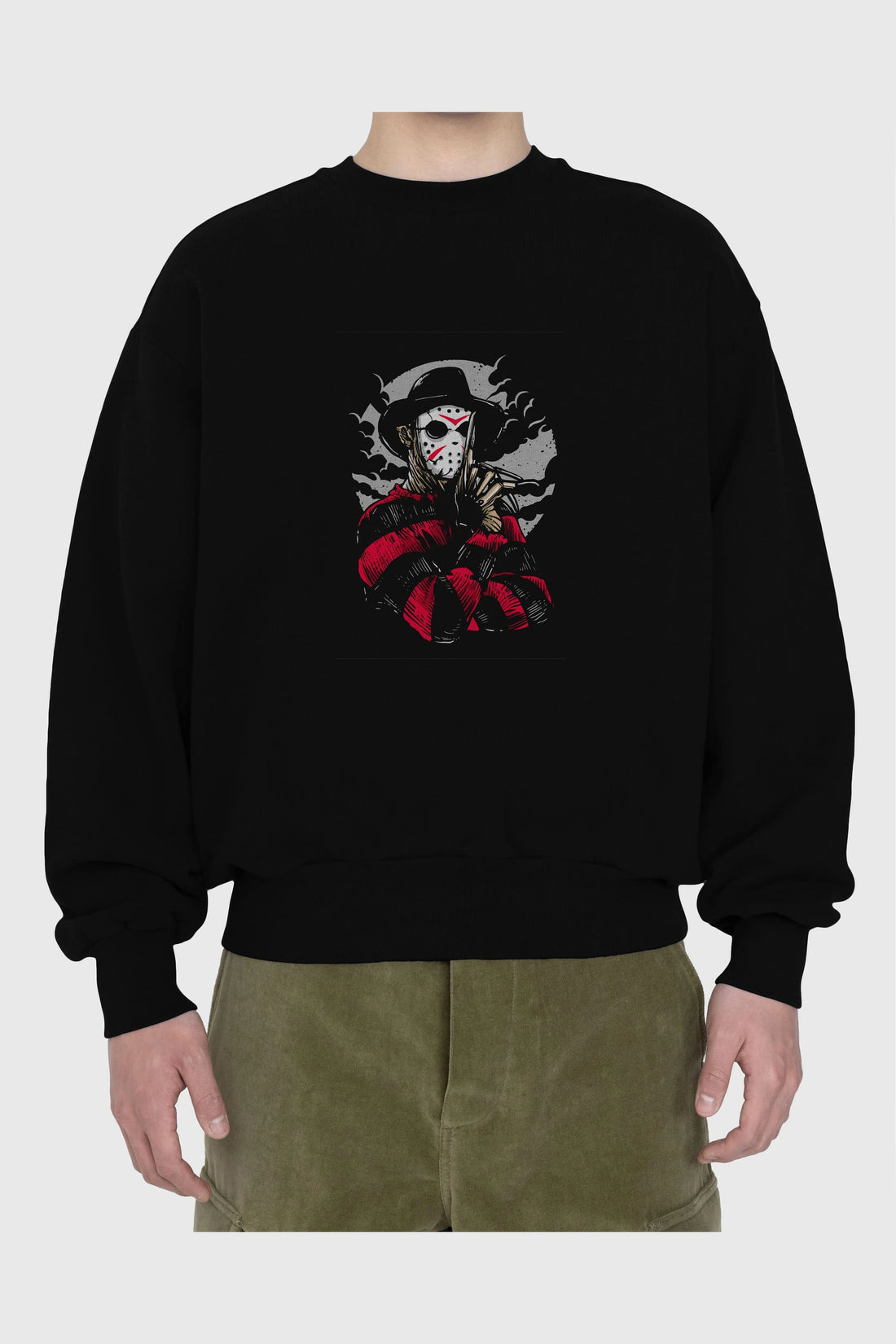 Freddy VS Jason (2) Ön Baskılı Oversize Sweatshirt Erkek Kadın Unisex