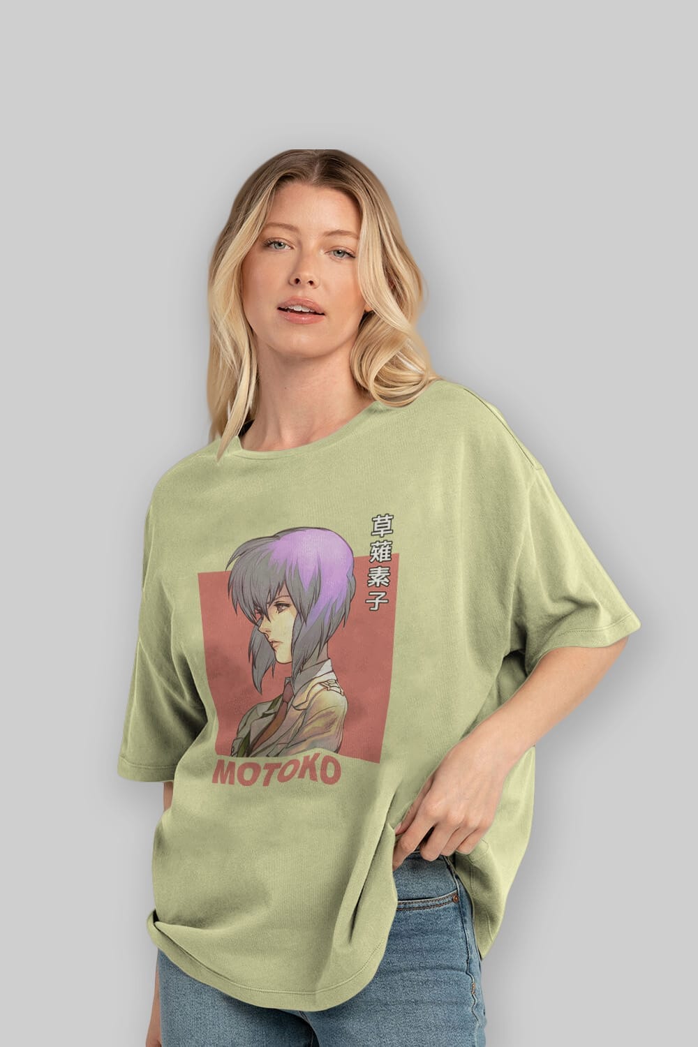Motoko Kusanagi 12 Anime Ön Baskılı Oversize t-shirt %100 pamuk Erkek Kadın Unisex