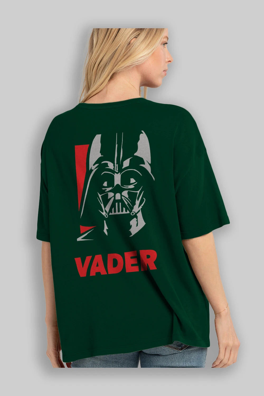 Darth Vader Arka Baskılı Oversize t-shirt Erkek Kadın Unisex %100 Pamuk Bisiklet Yaka tişort