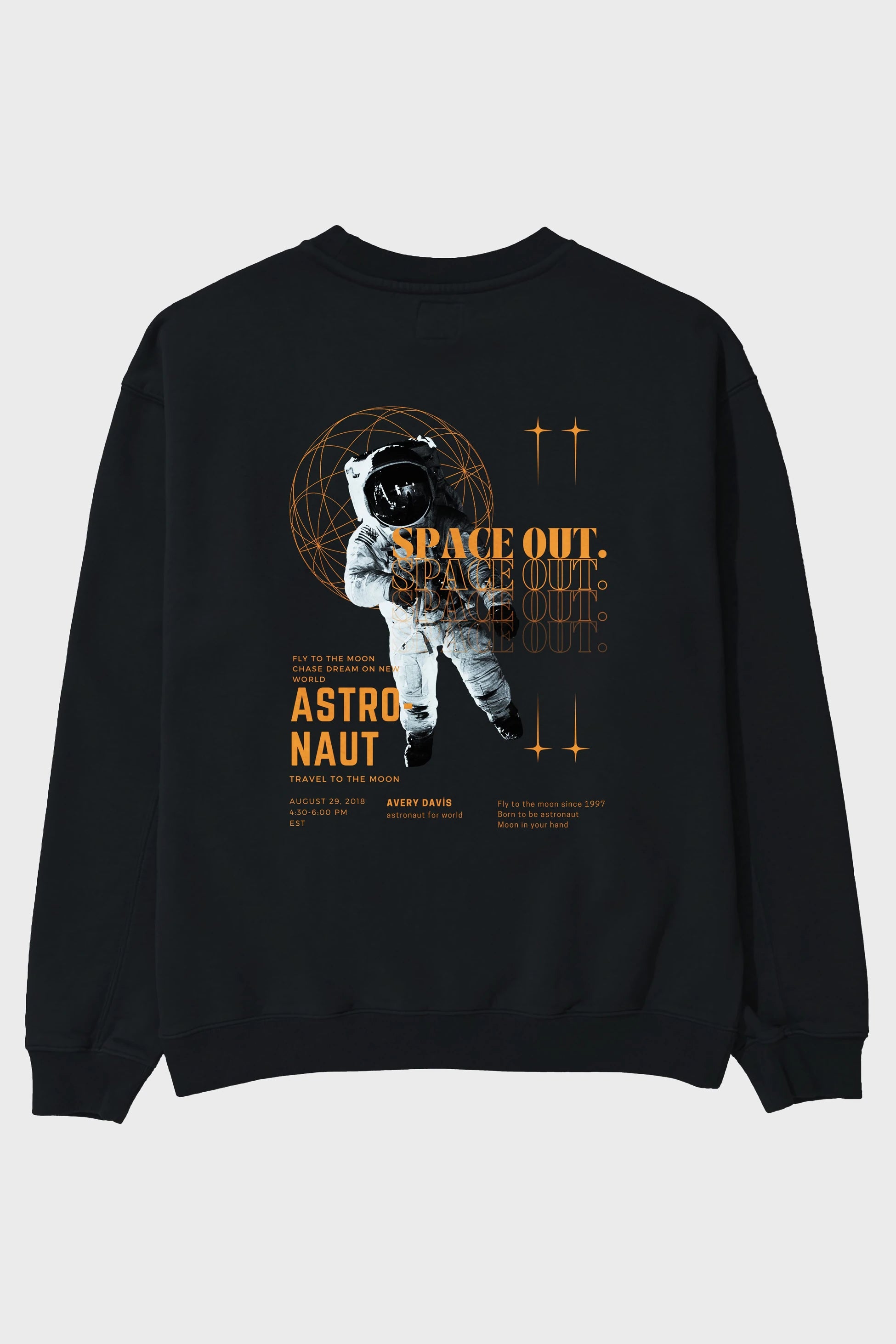 Astronaut Space Out Yazılı Arka Baskılı Oversize Sweatshirt Erkek Kadın Unisex