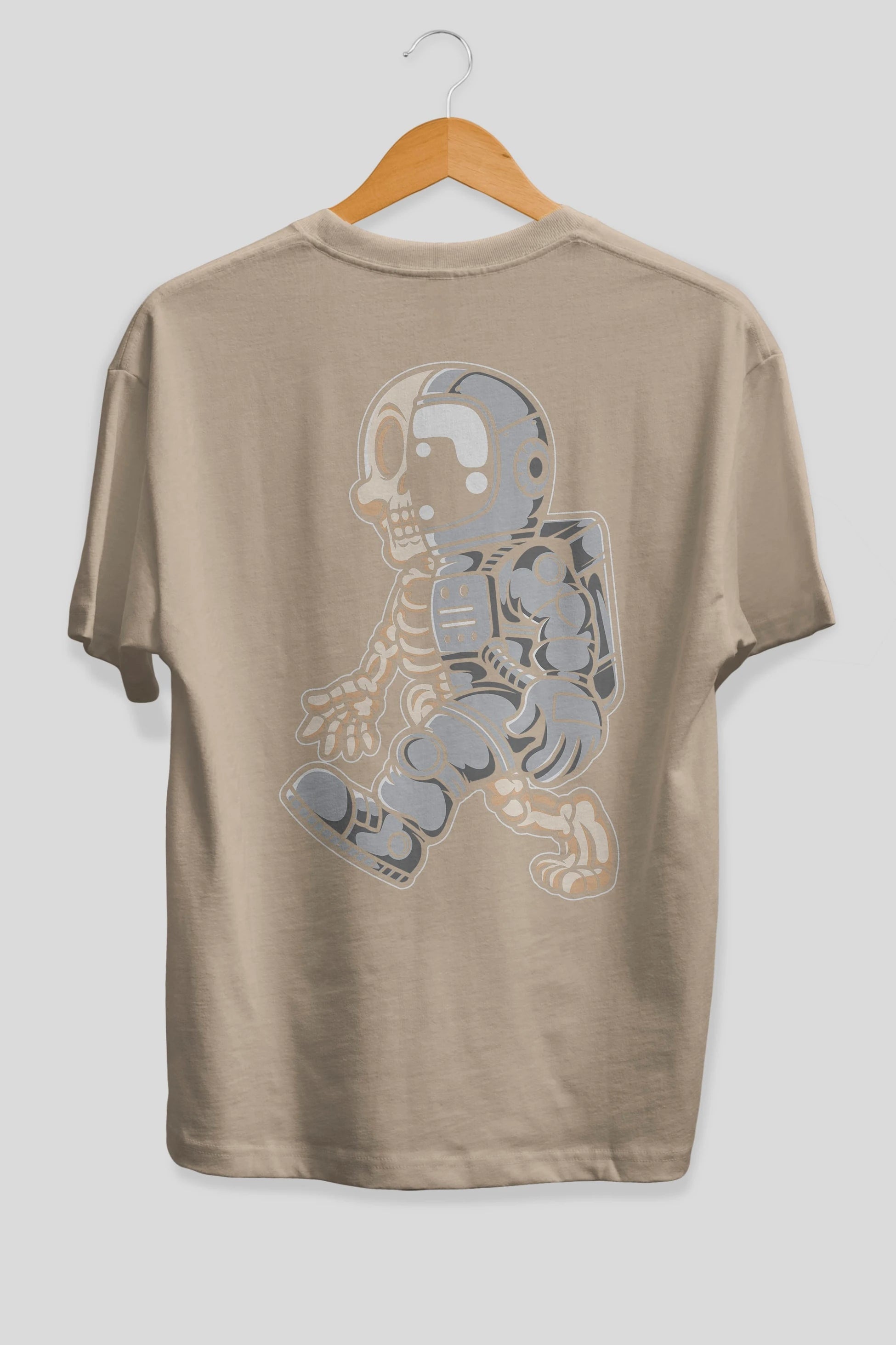 Astronaut Half Skull Arka Baskılı Oversize t-shirt Erkek Kadın Unisex