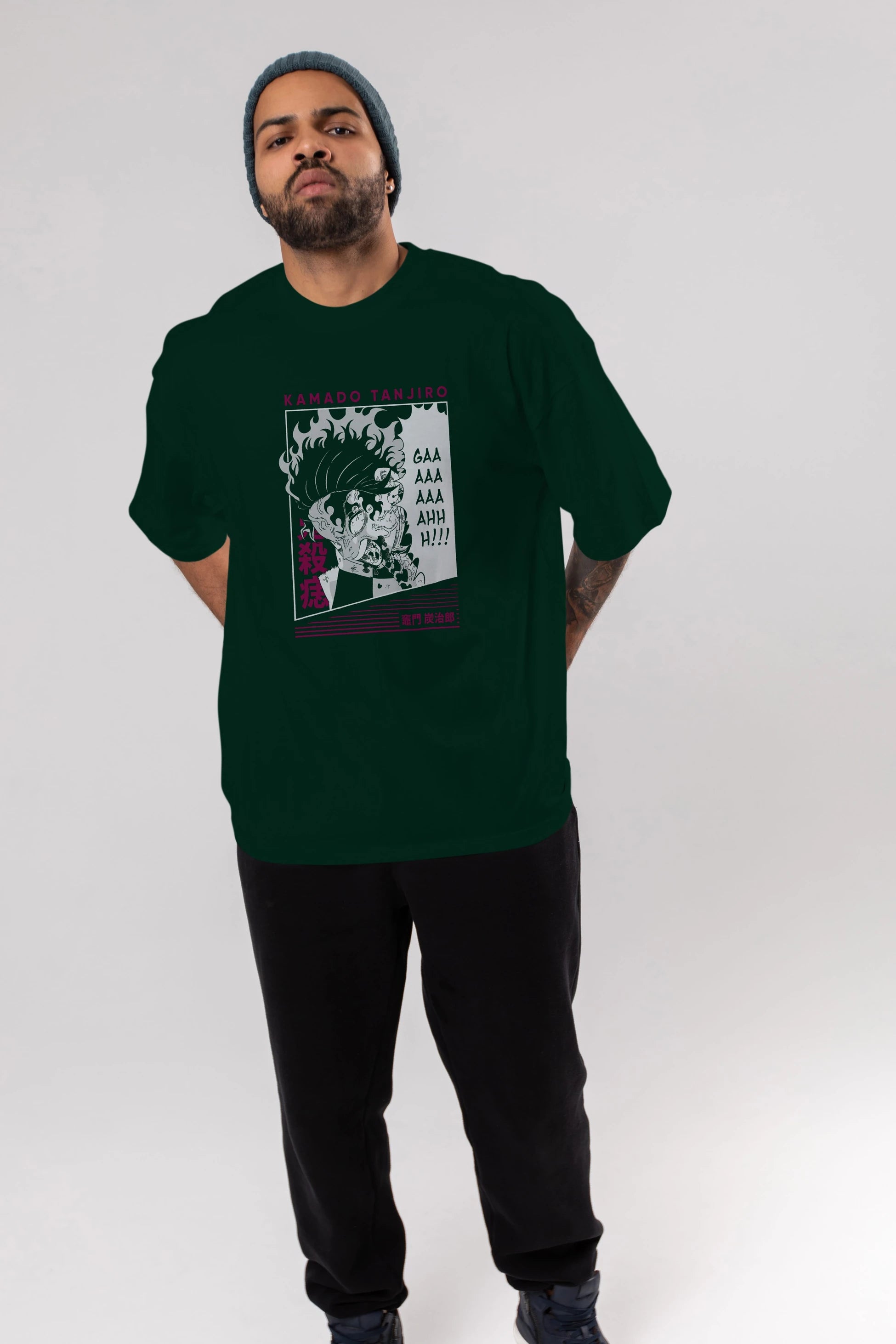 TANJIRO KAMADO 3 Anime Ön Baskılı Oversize t-shirt %100 pamuk Erkek Kadın Unisex