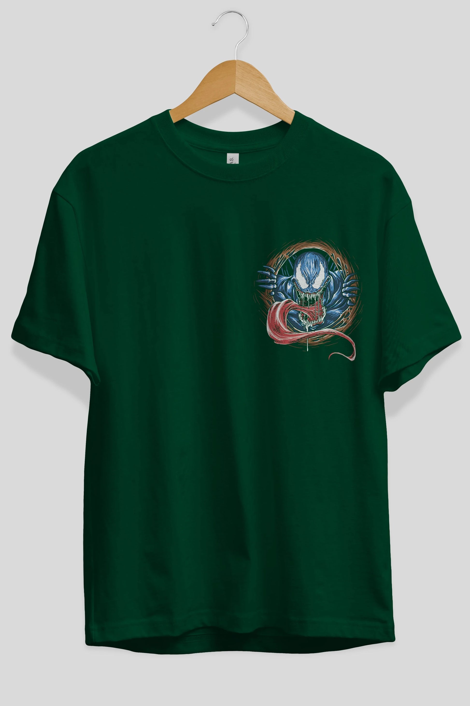 Venom (7) Ön Sol Baskılı Oversize t-shirt Erkek Kadın Unisex %100 Pamuk Bisiklet Yaka tişort
