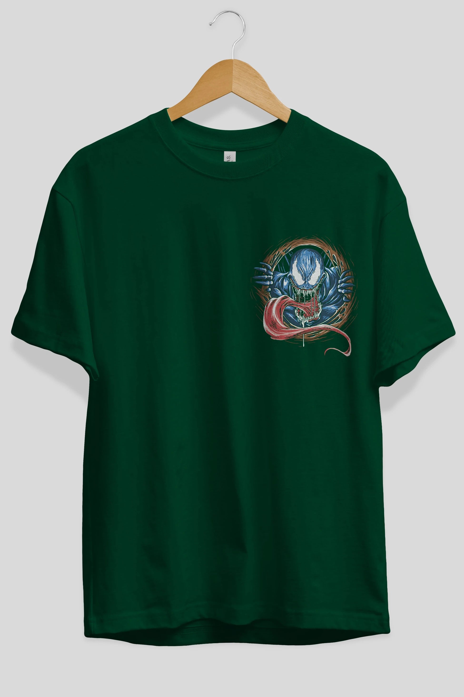 Venom (7) Ön Sol Baskılı Oversize t-shirt Erkek Kadın Unisex %100 Pamuk Bisiklet Yaka tişort