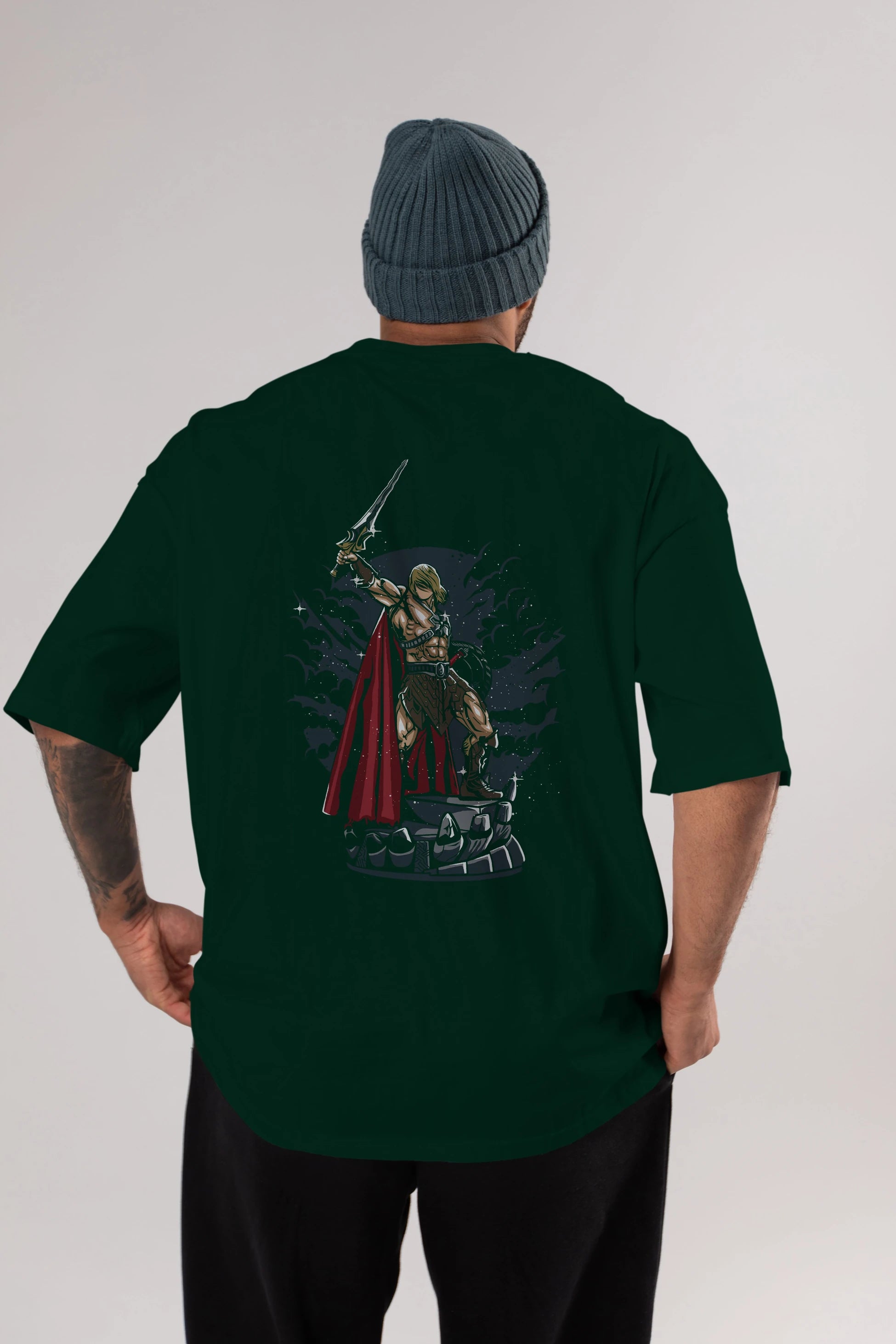 Warrior Arka Baskılı Oversize t-shirt Erkek Kadın Unisex %100 Pamuk