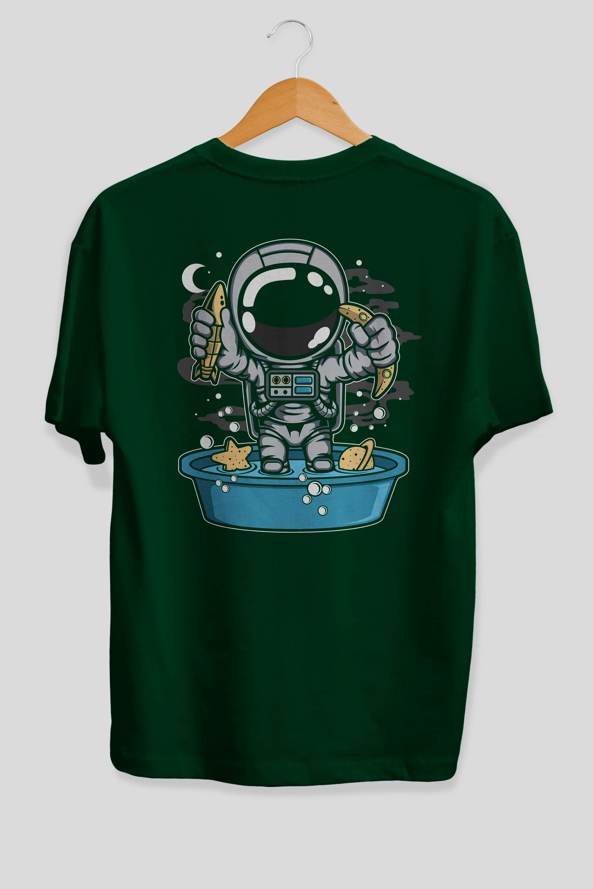 Astronaut Bath Tub Arka Baskılı Oversize t-shirt Erkek Kadın Unisex